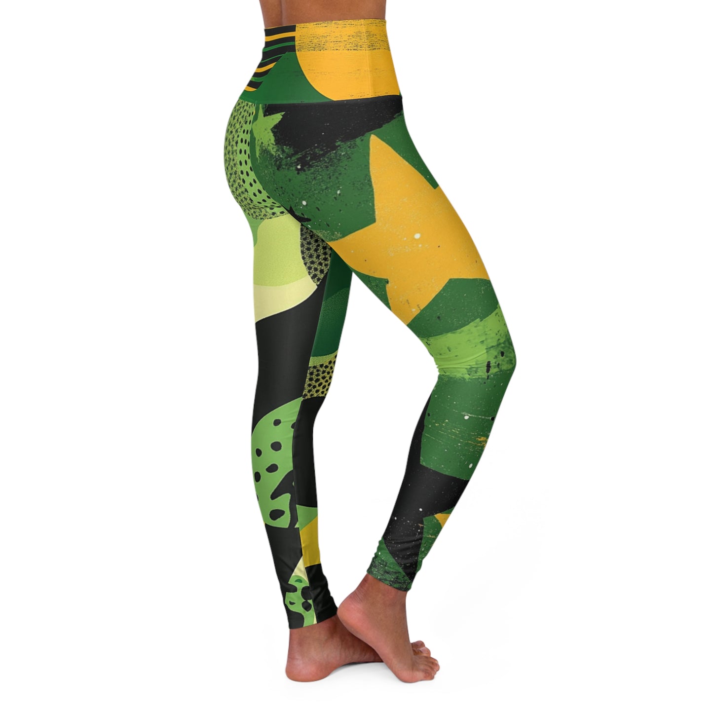 Fatigue Me - Vibrant High Waisted Yoga Leggings with Geometric Design