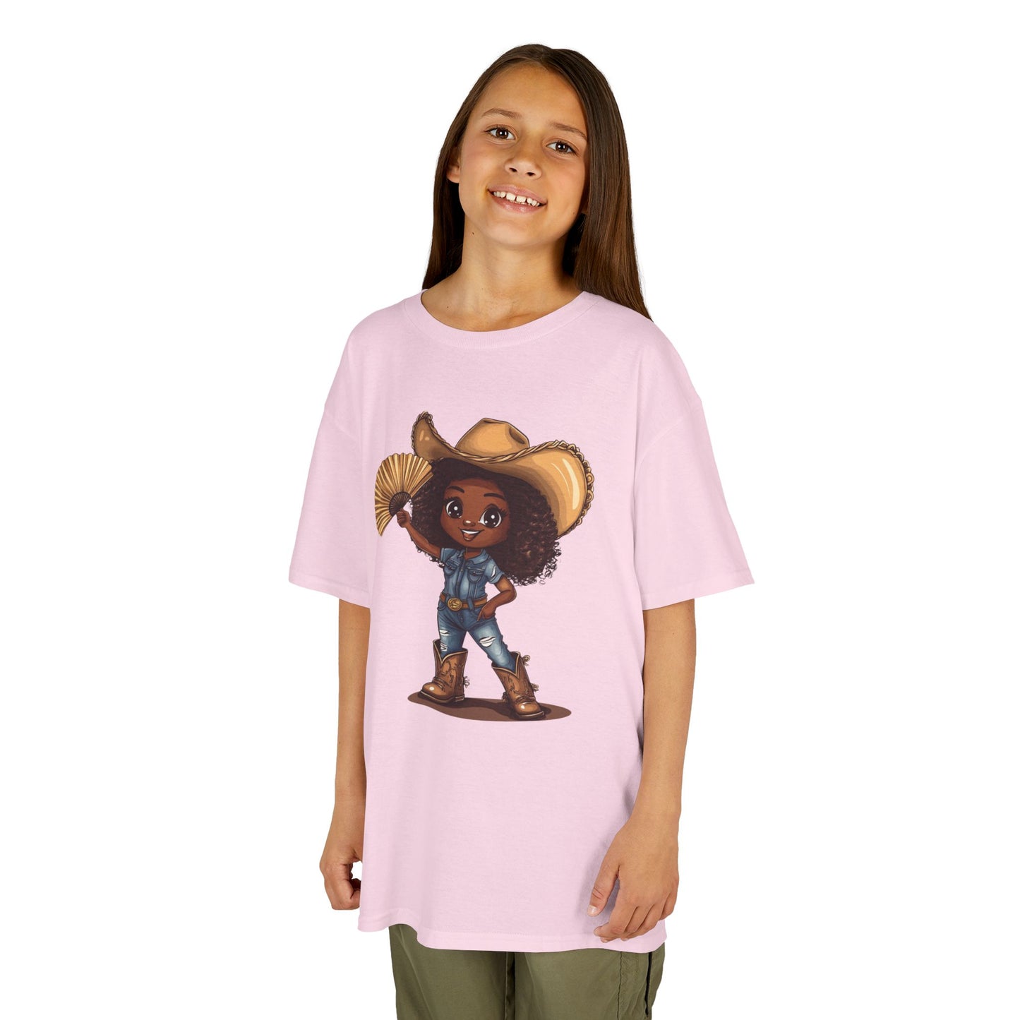 "Throwing Fans" Cowgirl Kids Tee - Western Shirt for Children, Cartoon Graphic Tee, Kids Party Shirt, Birthday Gift, Summer Outfit