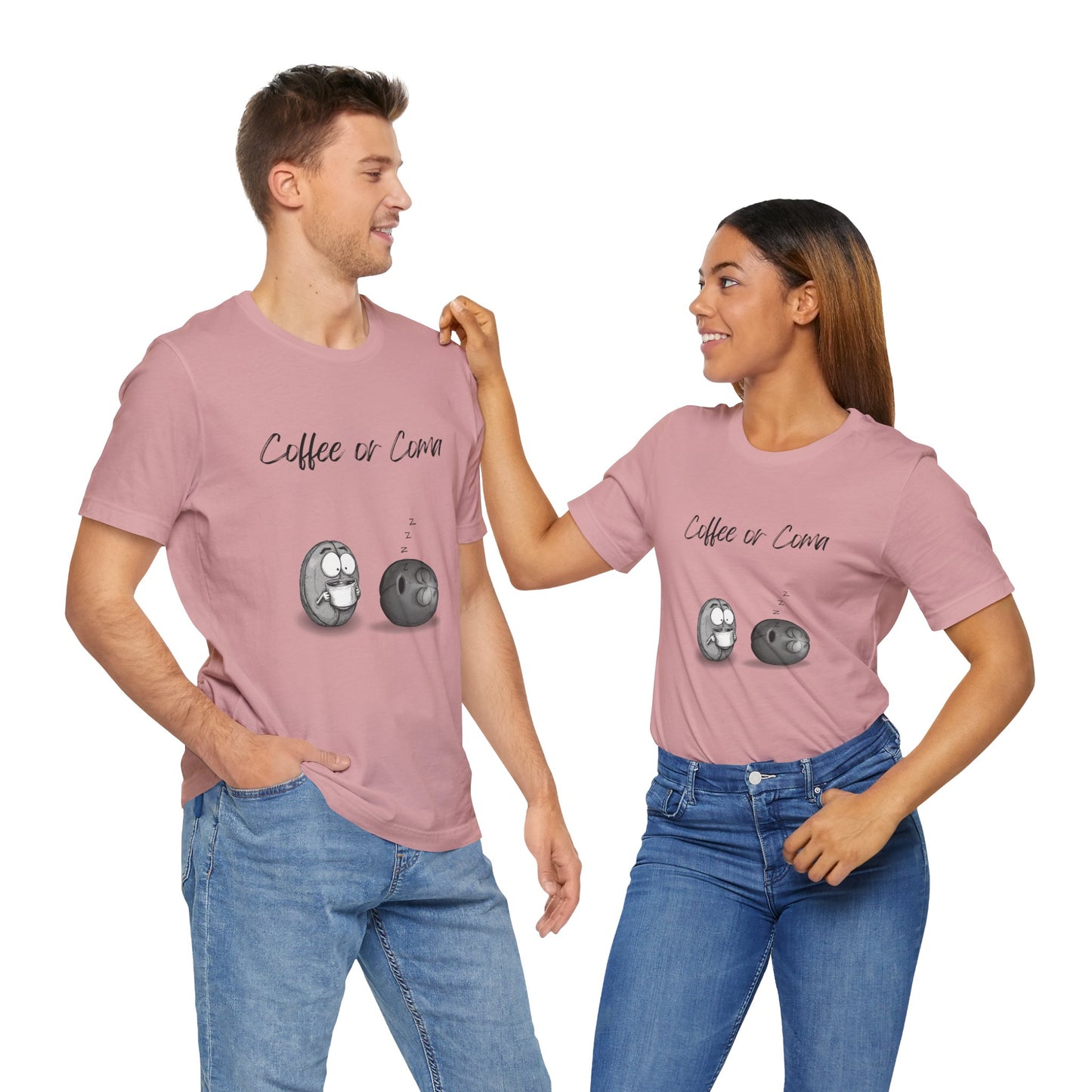 "Coffee or Coma" - Fun Coffee Lover Unisex Tee, Funny Coffee Shirt, Gift for Him or Her, Casual Wear, Caffeine Enthusiast, Birthday Gift, Graphic Tee