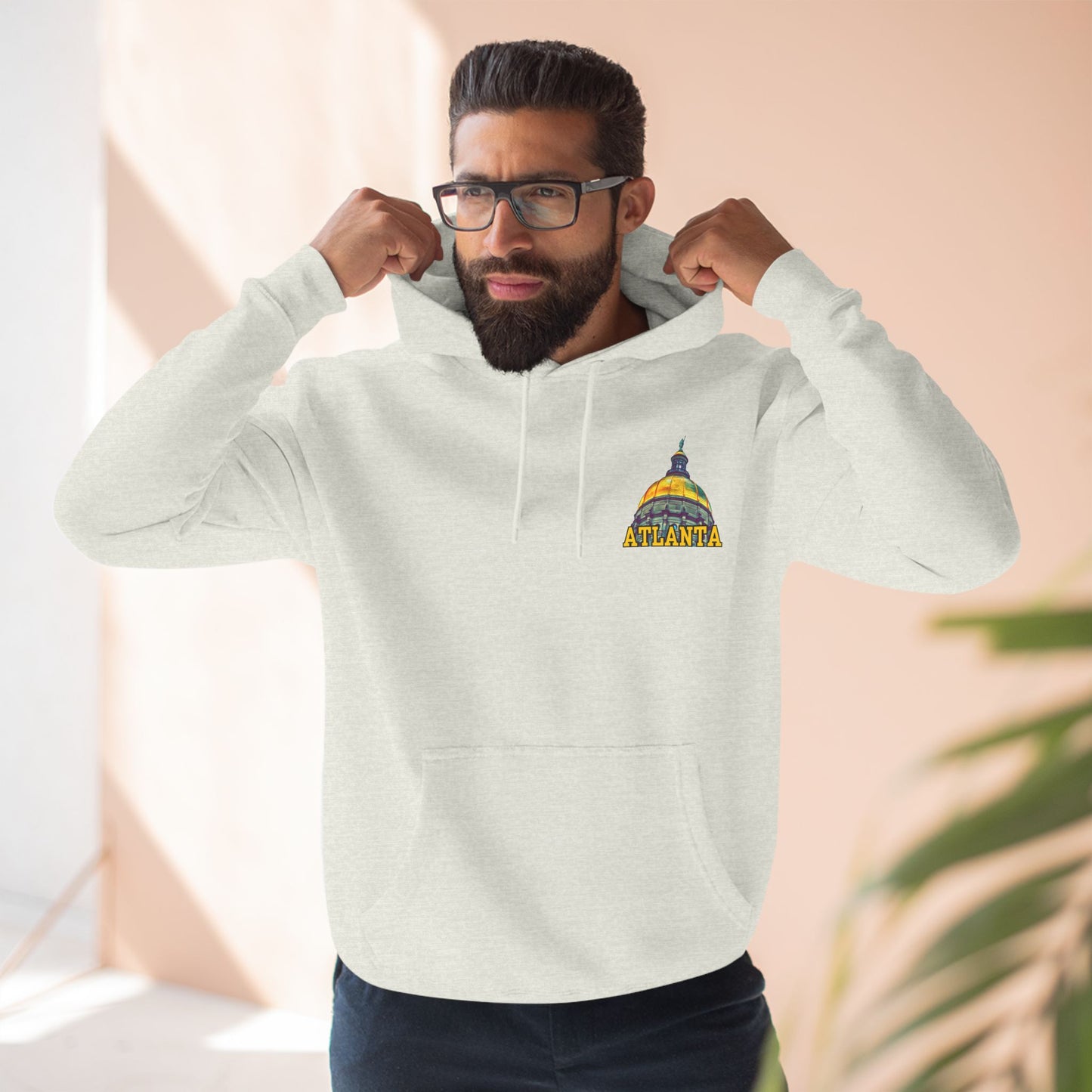 "Atlanta State Capital" Three-Panel Fleece Hoodie - Cozy Souvenir for City Lovers