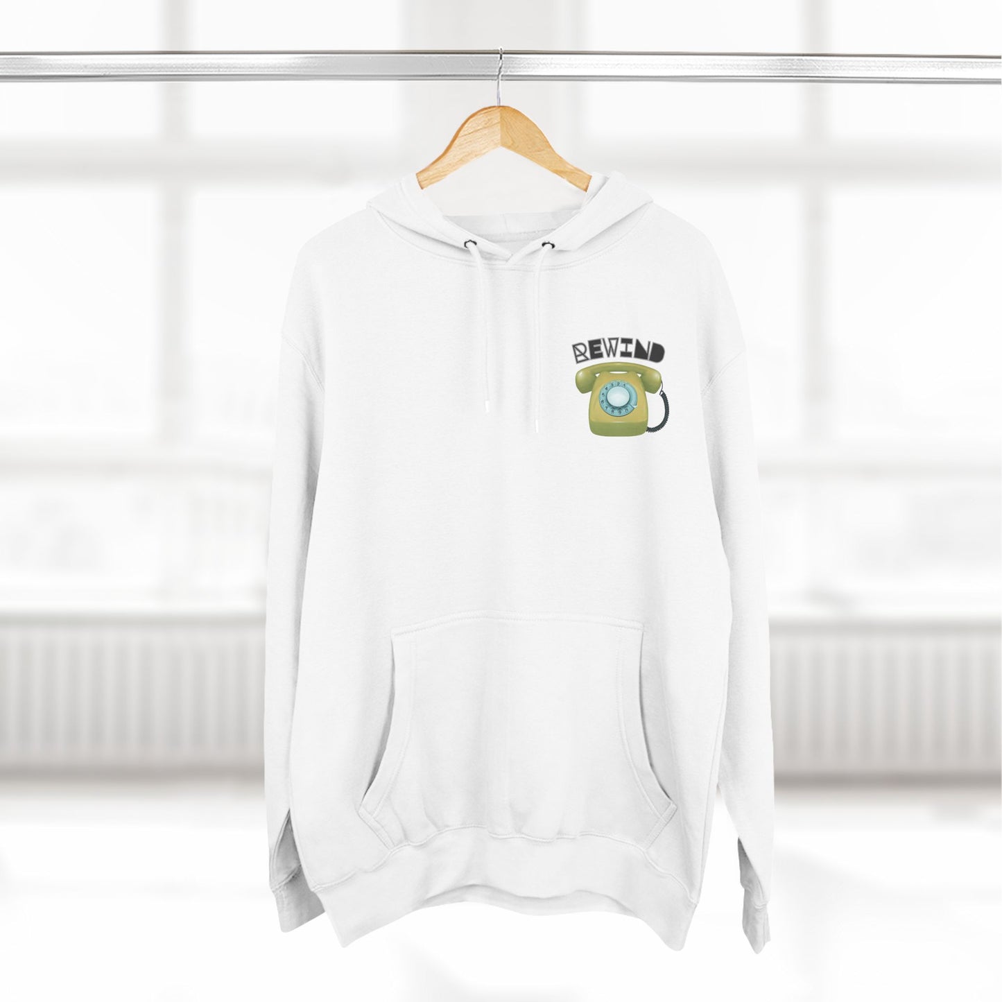 "Rewind" Retro Fleece Hoodie | Vintage Phone & Media Design