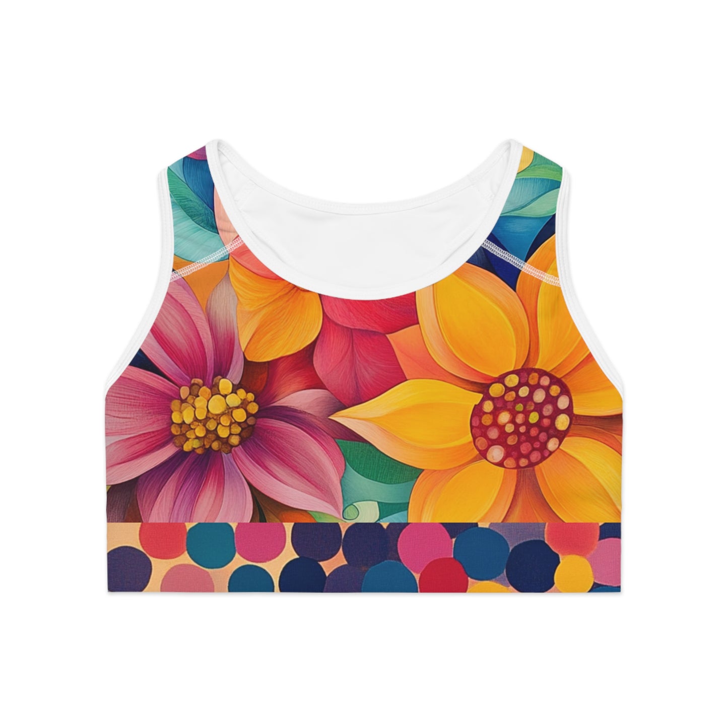 Summer - Floral Pattern Sports Bra - Vibrant Workout Top for Active Women