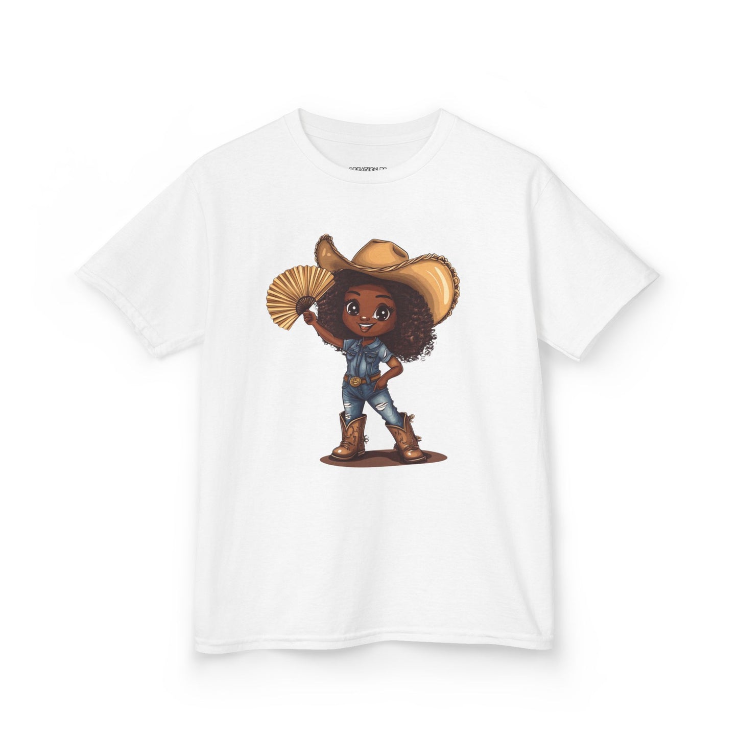 "Throwing Fans" Cowgirl Kids Tee - Western Shirt for Children, Cartoon Graphic Tee, Kids Party Shirt, Birthday Gift, Summer Outfit