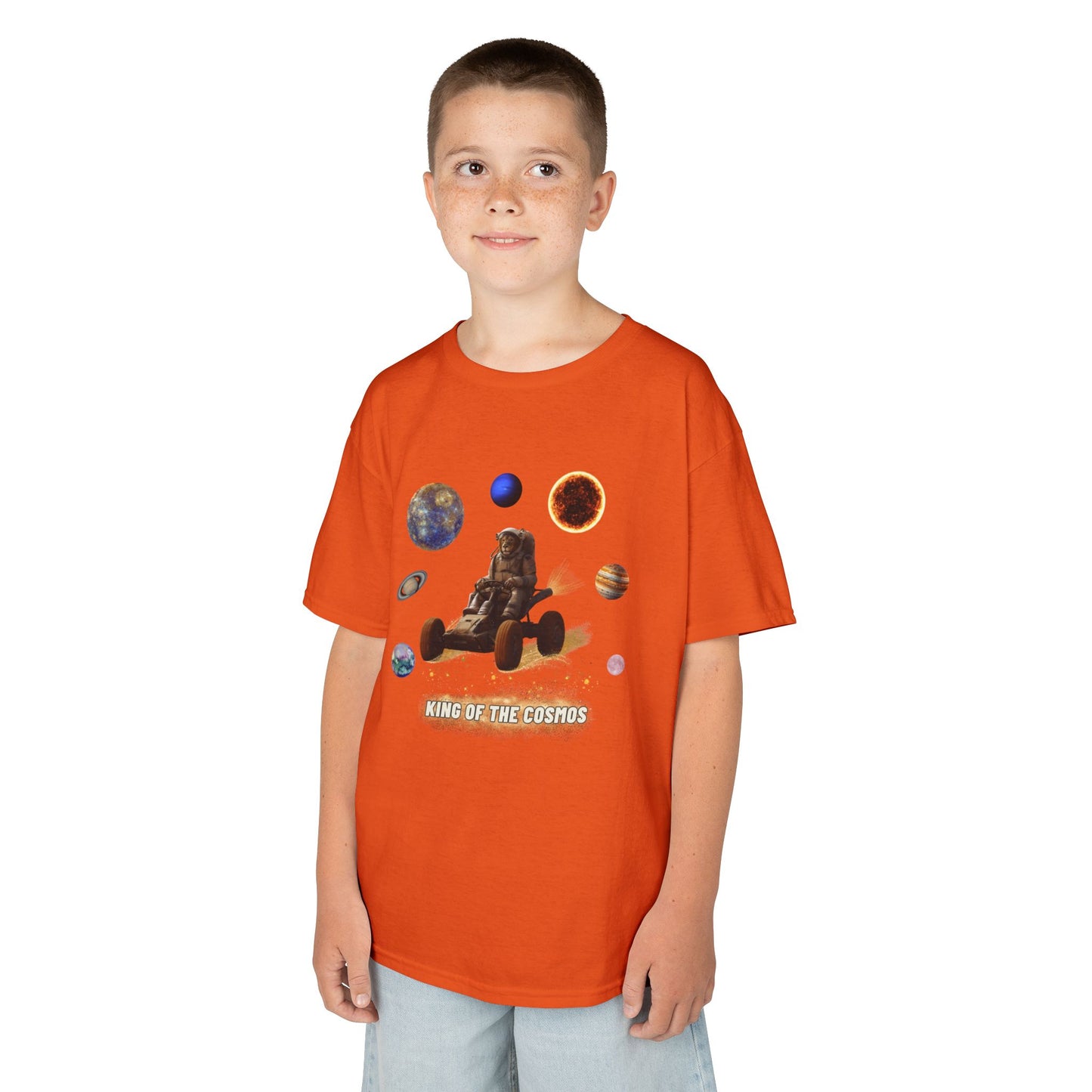 "King of the Cosmos" Racer Tee - Fun Kids T-Shirt, Cute Animal Tee, Gift for Children, Birthday Gift, Playtime Fashion