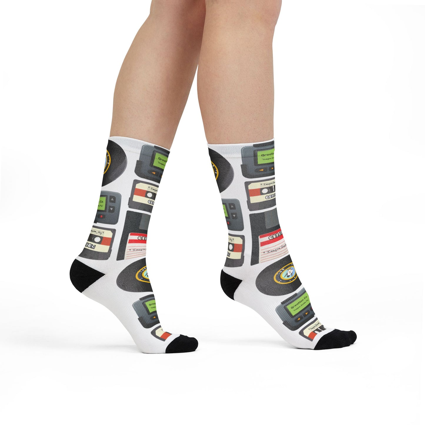 "Rewind Time" Gen X Nostalgia Crew Socks - Fun Gift Idea