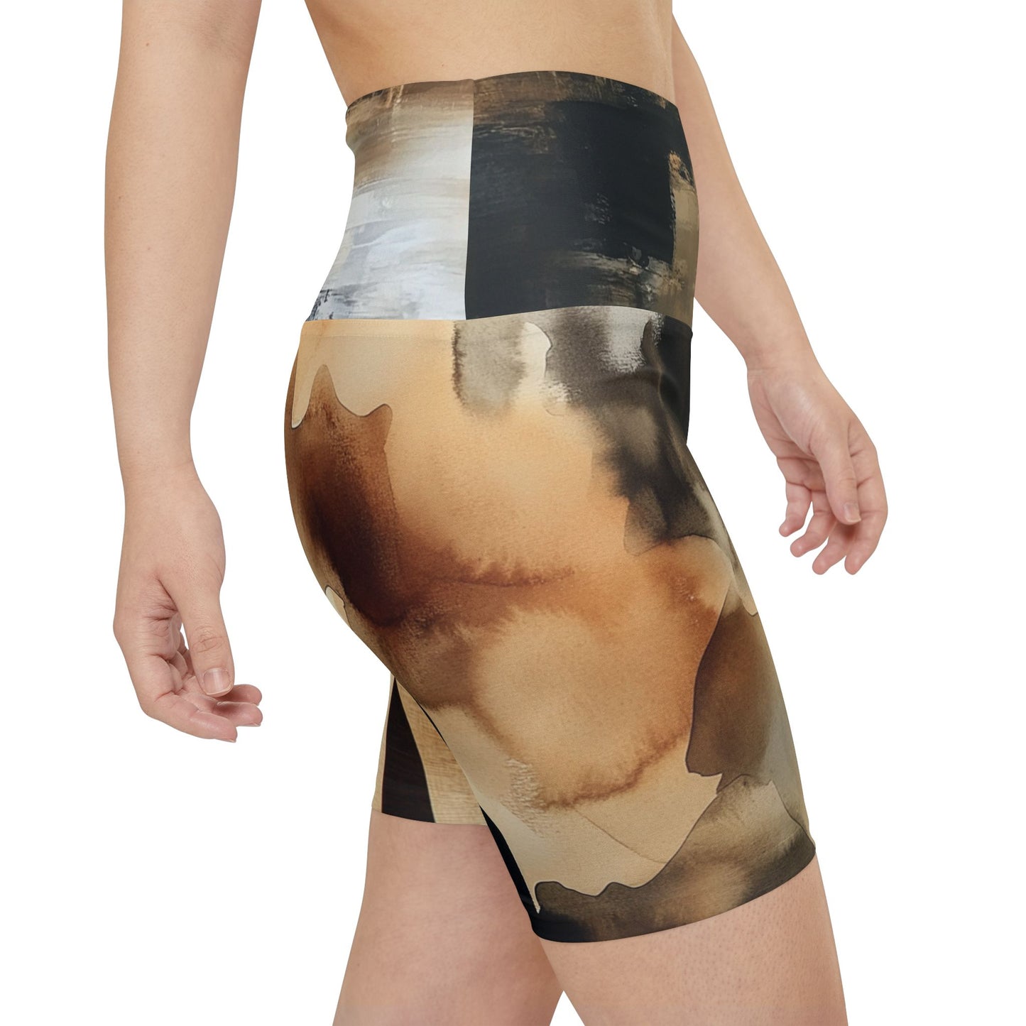 Very Mindful - Artistic Women's Workout Legging Shorts - Abstract Geometric Design