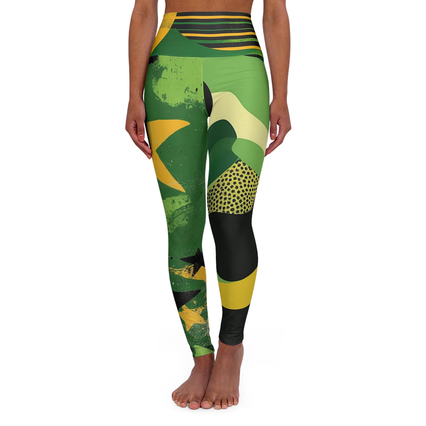 Fatigue Me - Vibrant High Waisted Yoga Leggings with Geometric Design