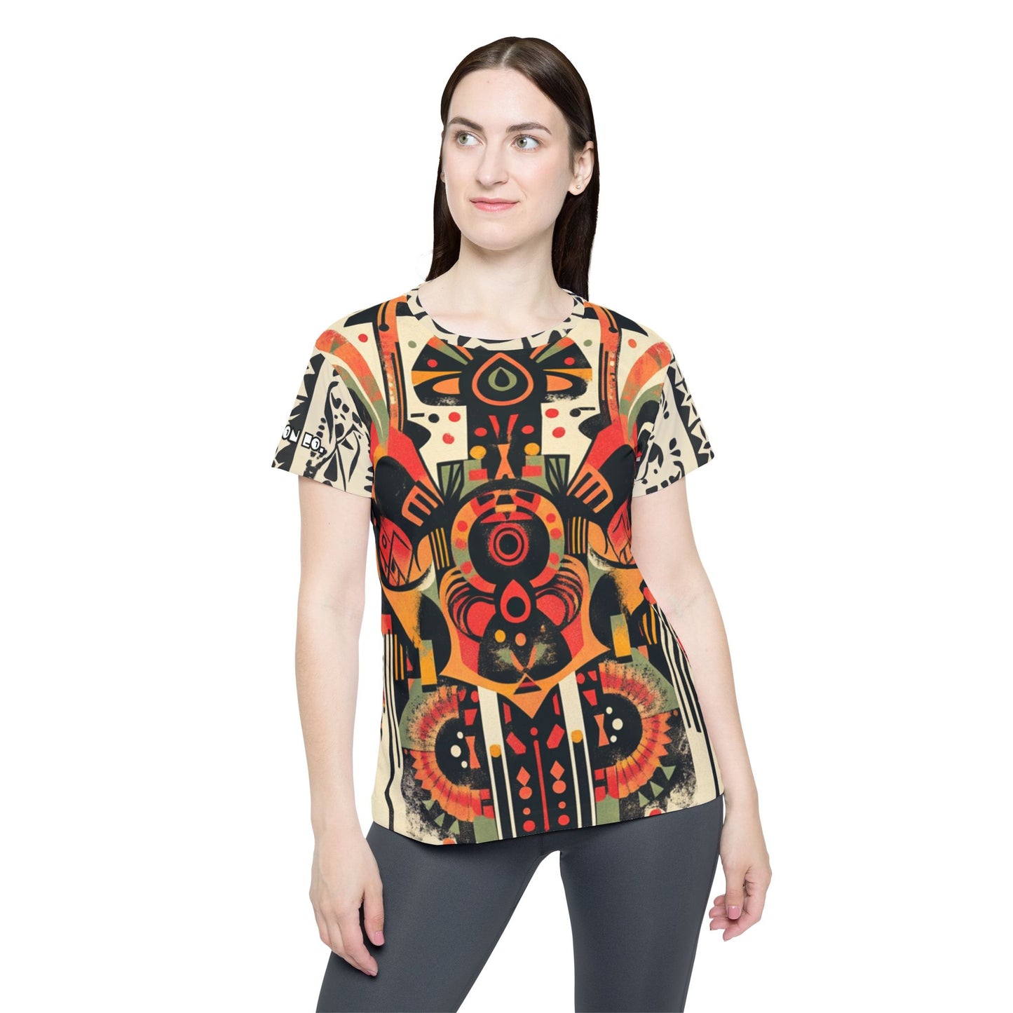 Tribal Adventure - Vibrant Women’s Sports Jersey - Abstract Tribal Design for Activewear