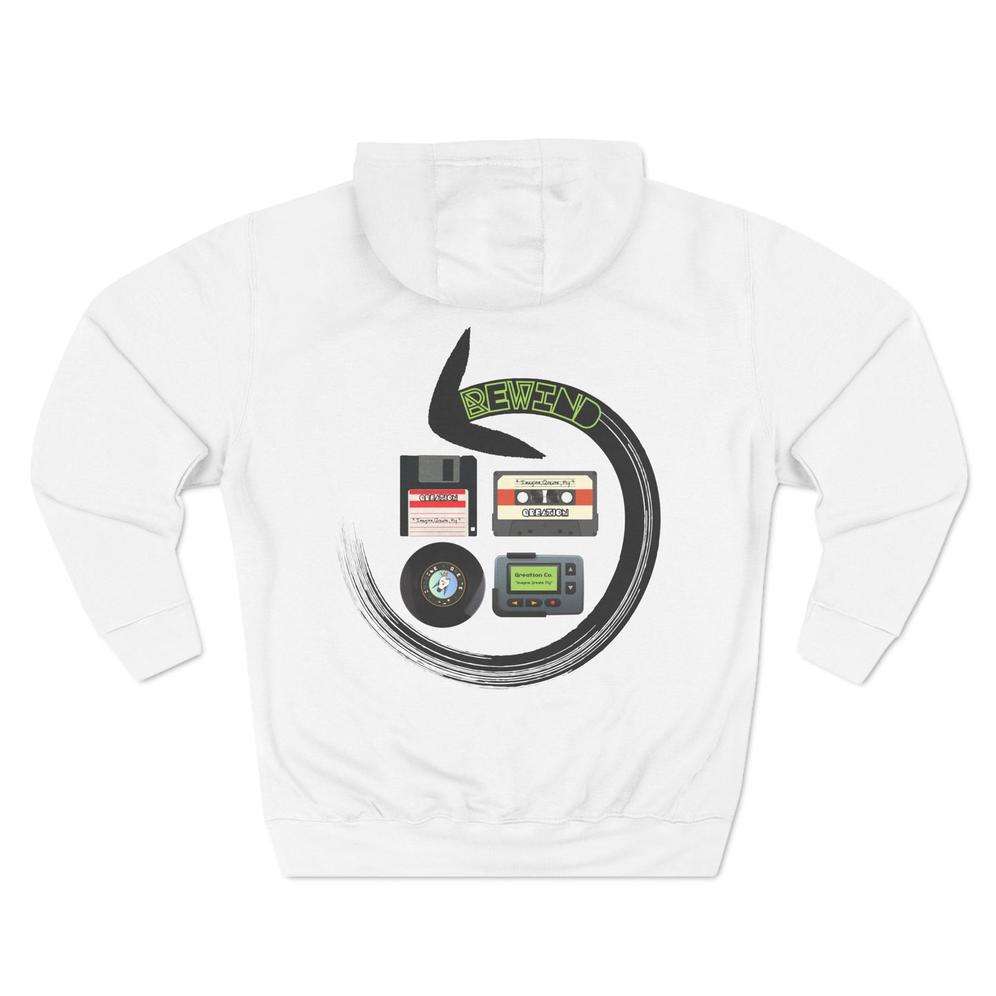 "Rewind" Retro Fleece Hoodie | Vintage Phone & Media Design