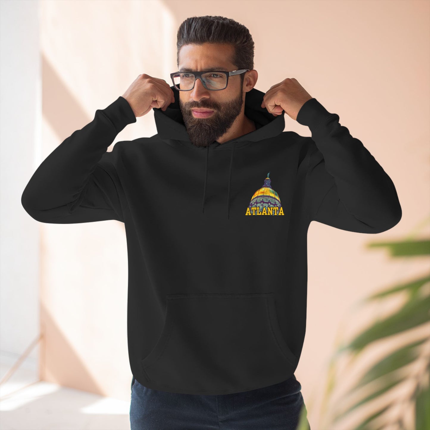 "Atlanta State Capital" Three-Panel Fleece Hoodie - Cozy Souvenir for City Lovers
