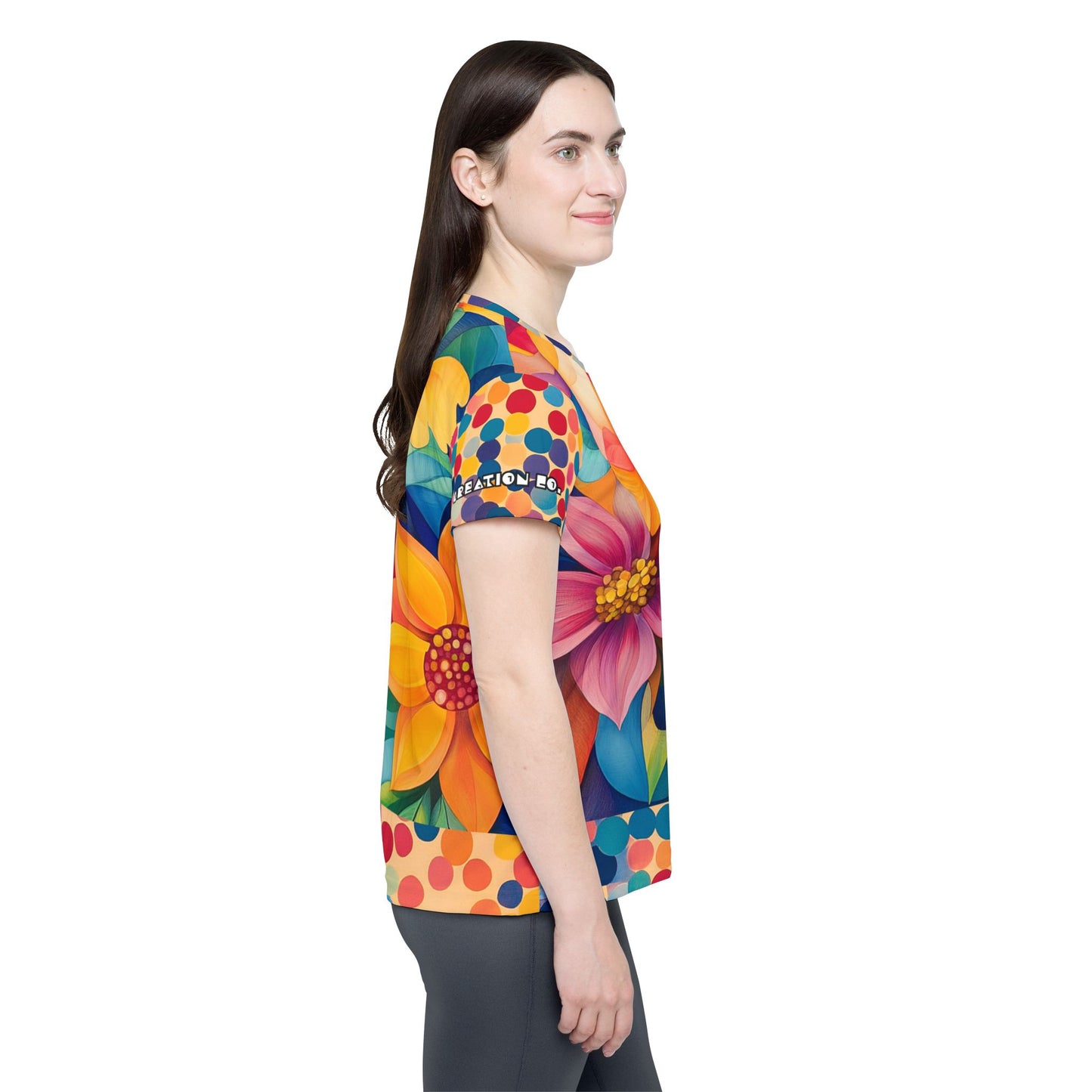 Summer - Vibrant Floral Women's Sports Jersey - Colorful Athletic Tee for Active Lifestyle