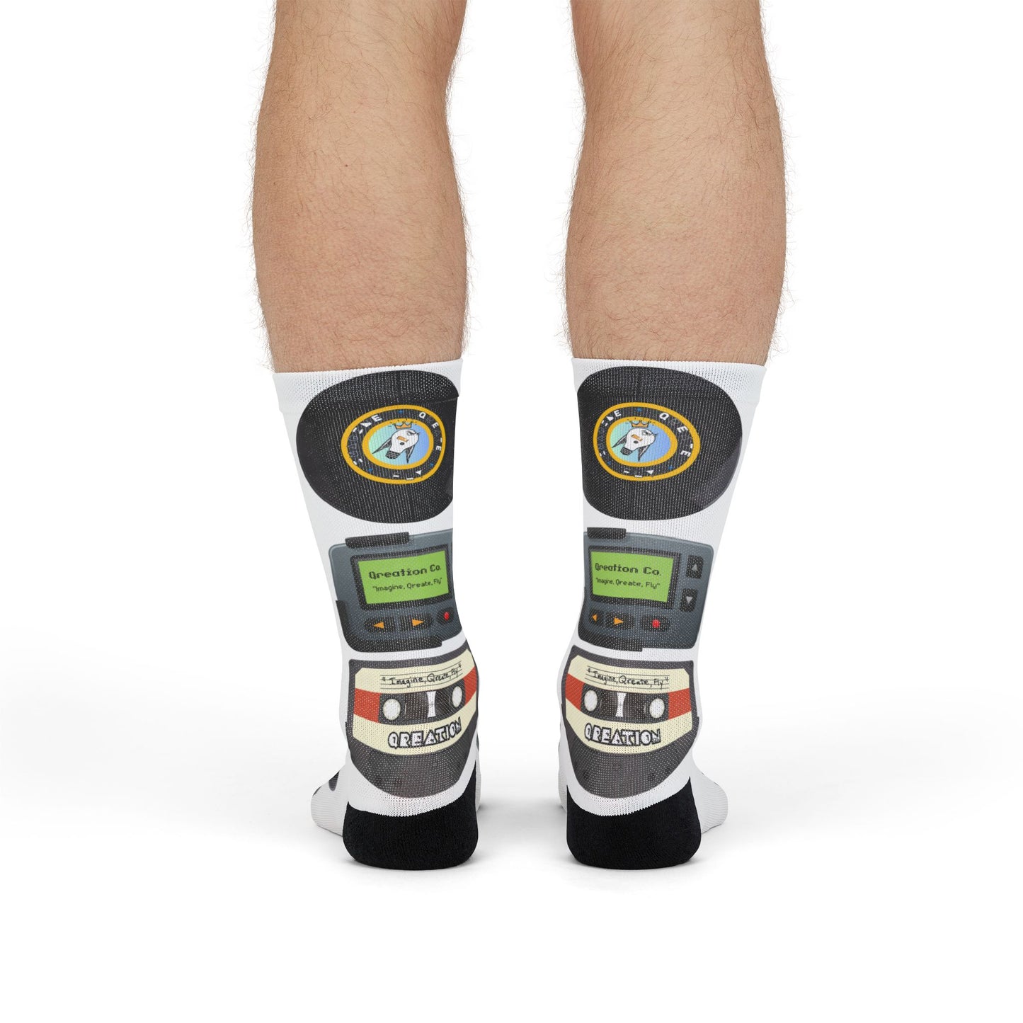 "Rewind Time" Gen X Nostalgia Crew Socks - Fun Gift Idea