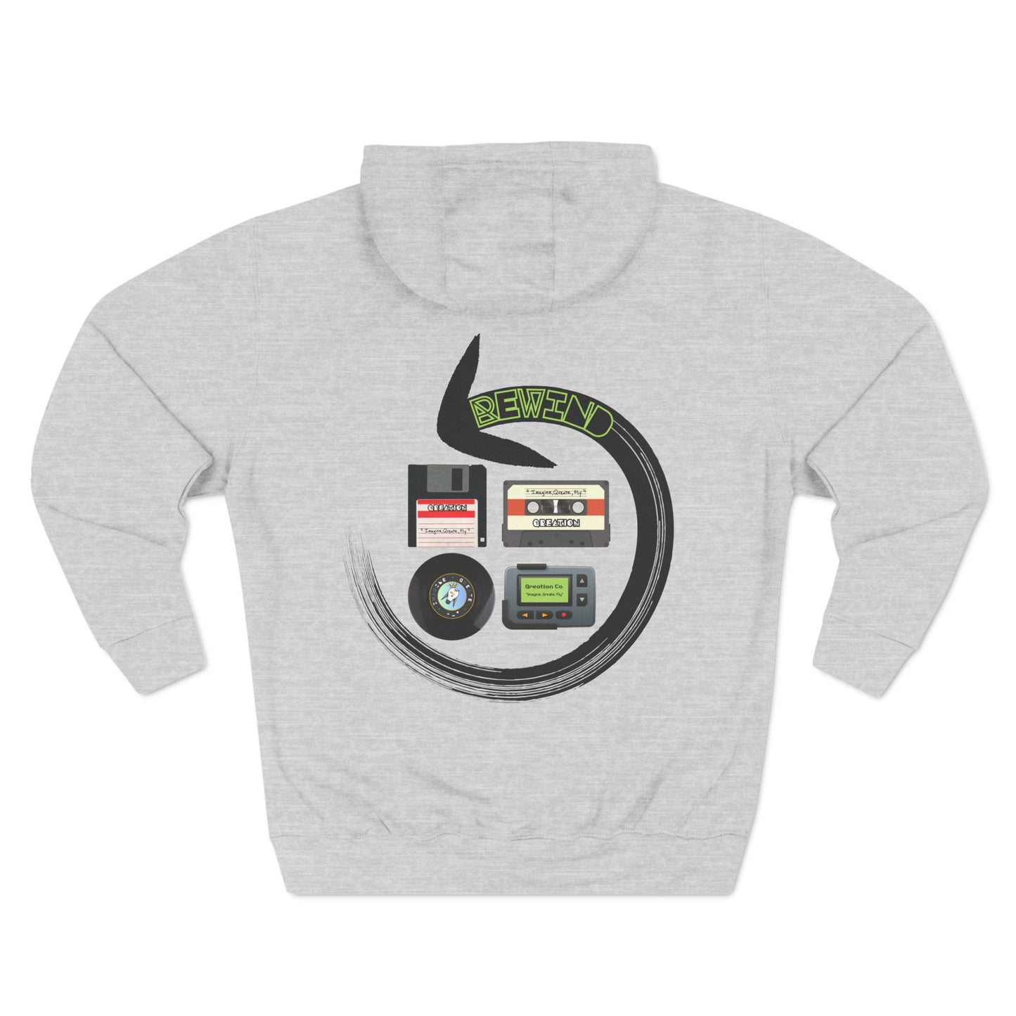 "Rewind" Retro Fleece Hoodie | Vintage Phone & Media Design