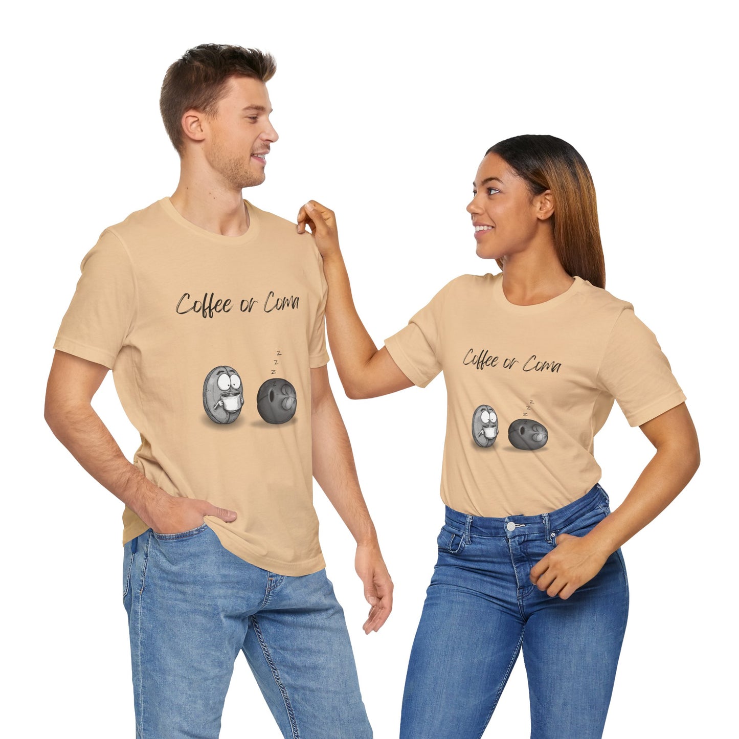"Coffee or Coma" - Fun Coffee Lover Unisex Tee, Funny Coffee Shirt, Gift for Him or Her, Casual Wear, Caffeine Enthusiast, Birthday Gift, Graphic Tee