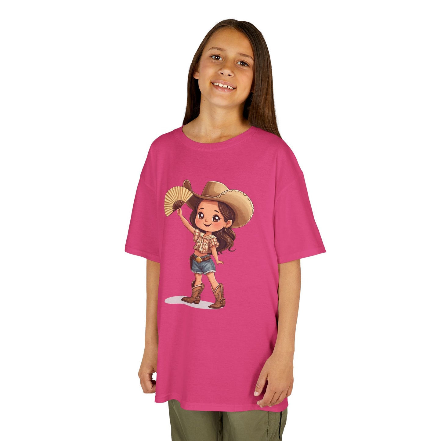 "Throwing Fans" Cowgirl Kids Tee - Western Shirt for Children, Cartoon Graphic Tee, Kids Party Shirt, Birthday Gift, Summer Outfit
