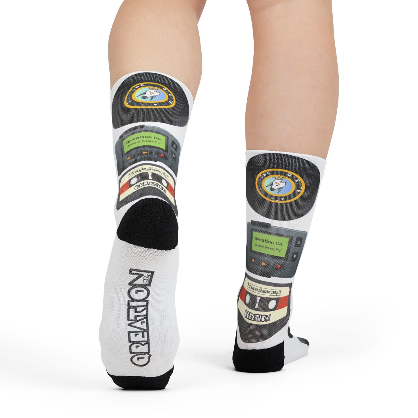 "Rewind Time" Gen X Nostalgia Crew Socks - Fun Gift Idea