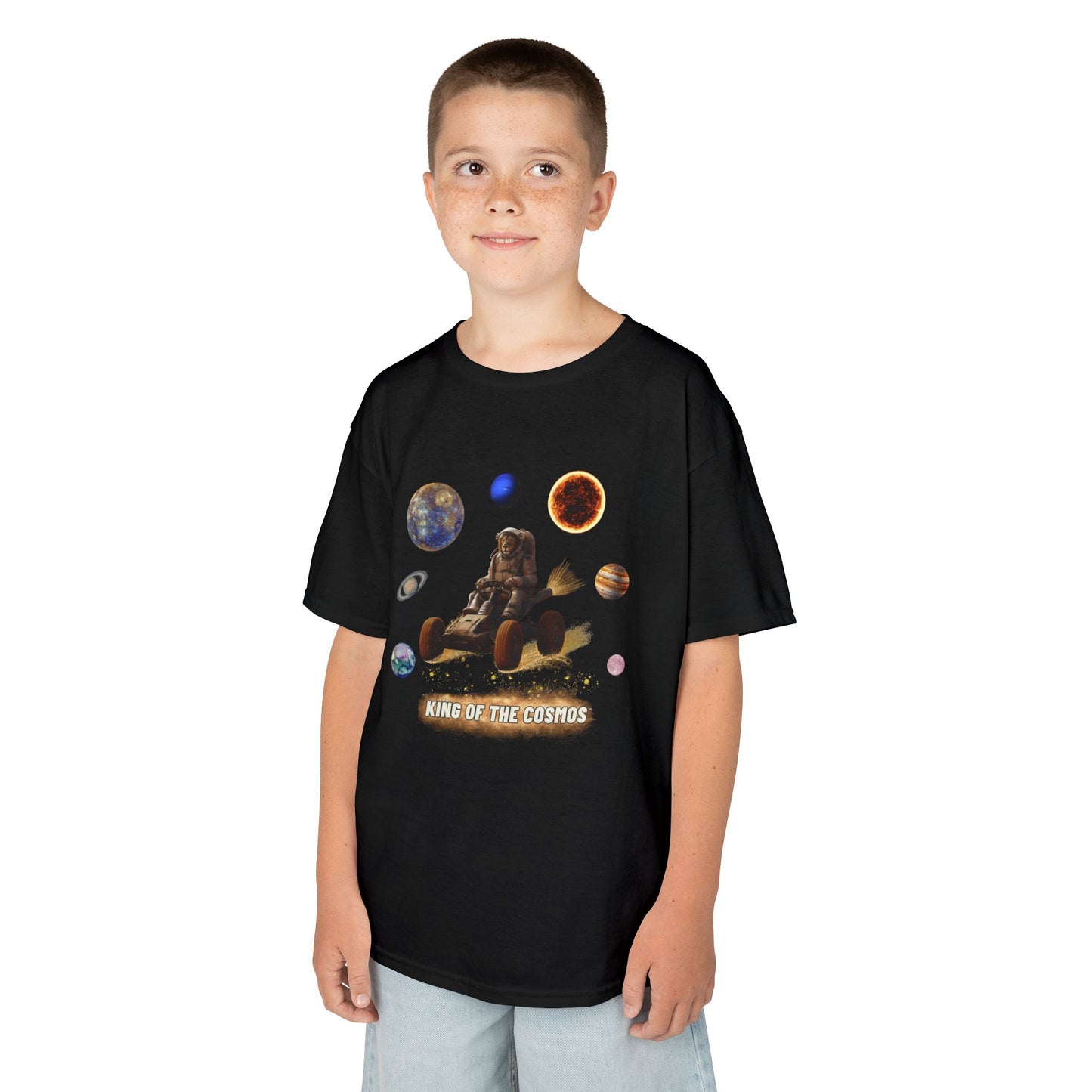 "King of the Cosmos" Racer Tee - Fun Kids T-Shirt, Cute Animal Tee, Gift for Children, Birthday Gift, Playtime Fashion