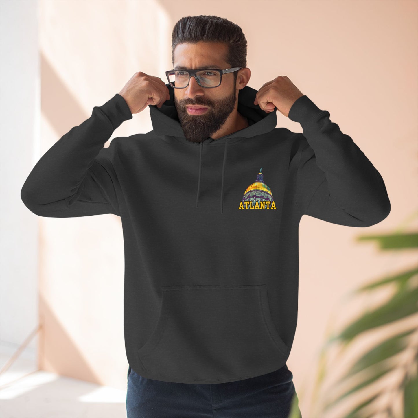 "Atlanta State Capital" Three-Panel Fleece Hoodie - Cozy Souvenir for City Lovers