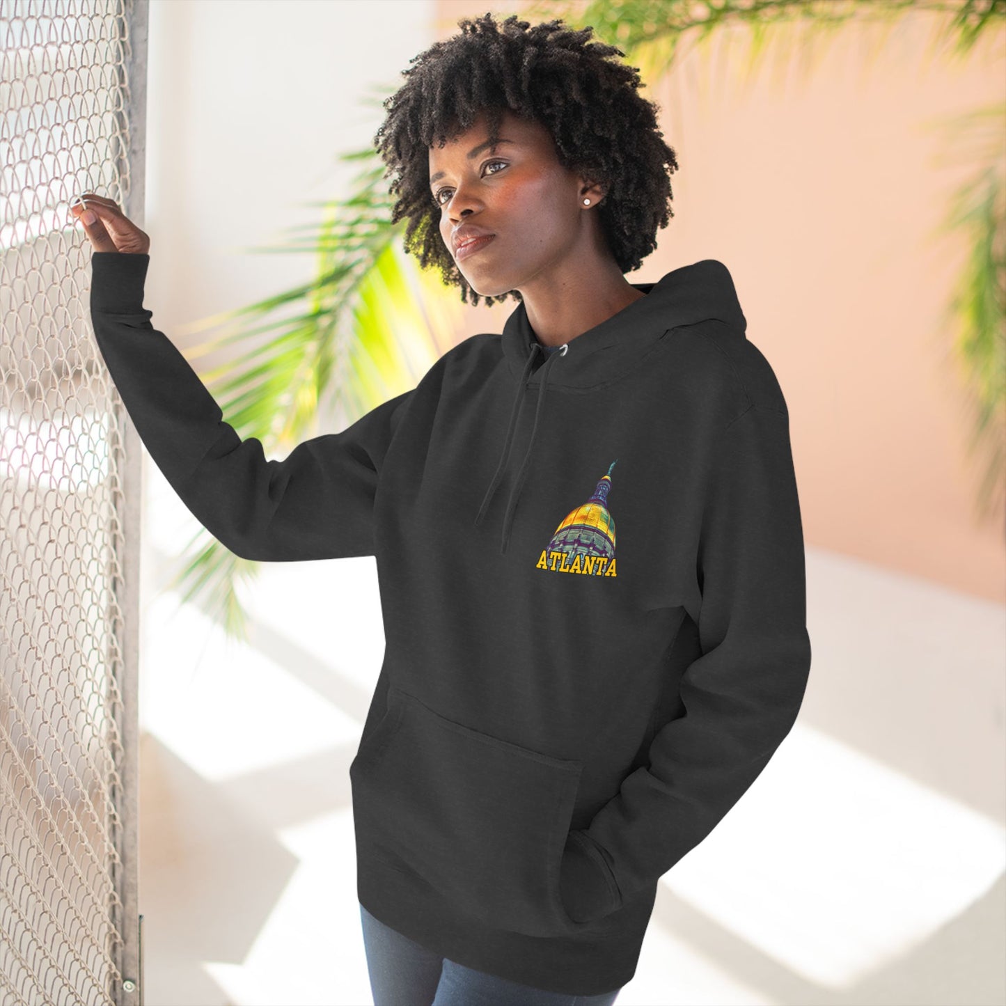 "Atlanta State Capital" Three-Panel Fleece Hoodie - Cozy Souvenir for City Lovers