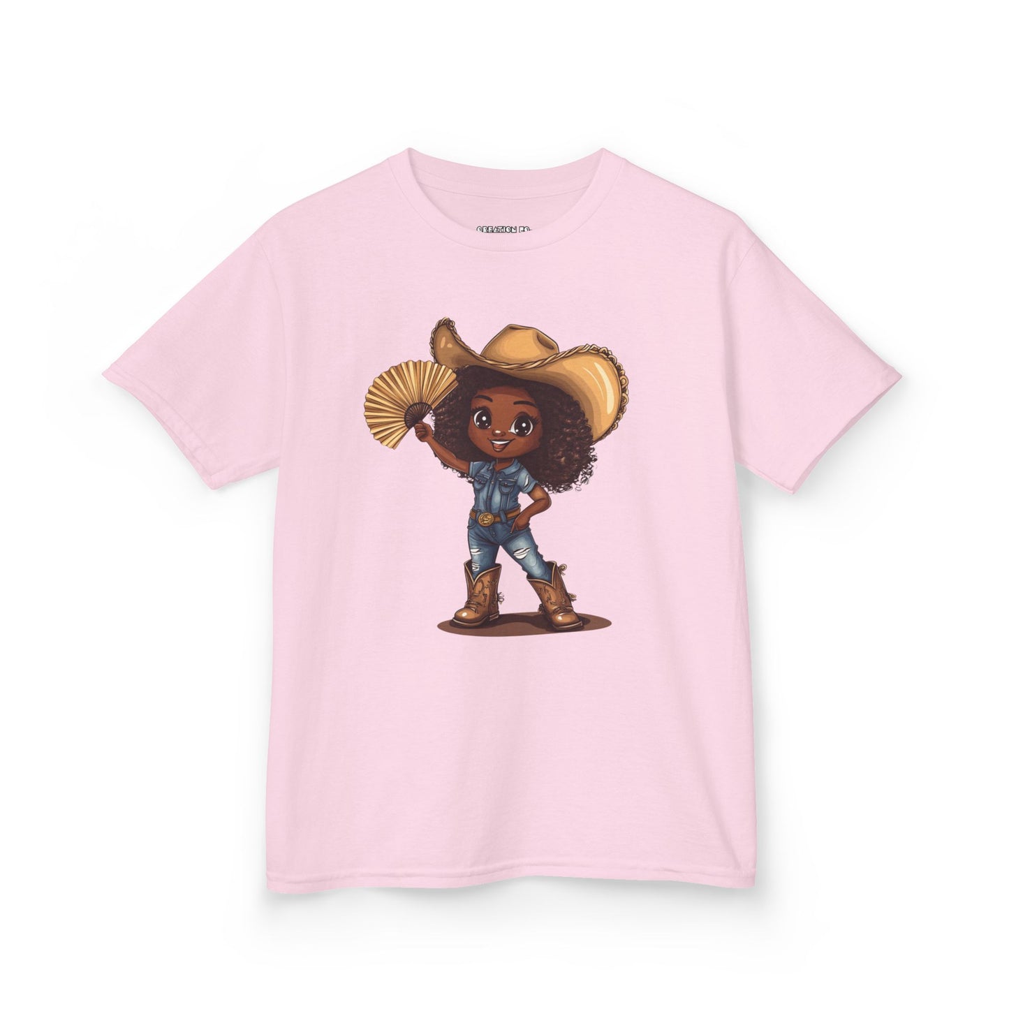 "Throwing Fans" Cowgirl Kids Tee - Western Shirt for Children, Cartoon Graphic Tee, Kids Party Shirt, Birthday Gift, Summer Outfit