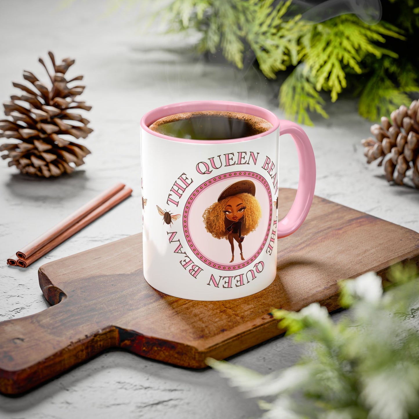 "Queen Bean" Colorful Coffee Mug - 11oz & 15oz | Perfect for Coffee Lovers