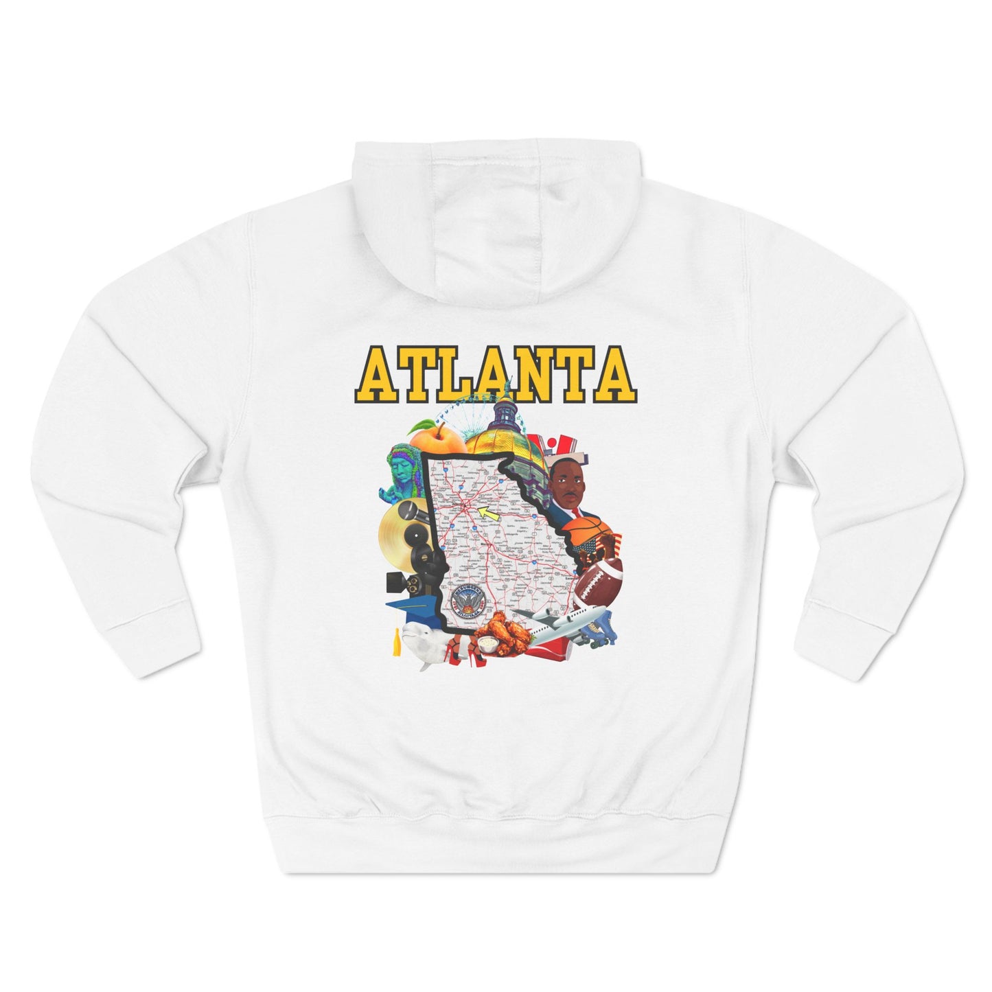 "Atlanta State Capital" Three-Panel Fleece Hoodie - Cozy Souvenir for City Lovers