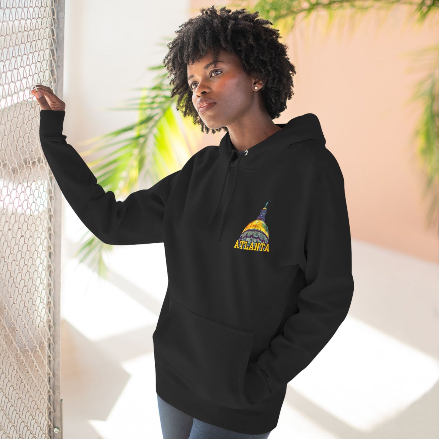 "Atlanta State Capital" Three-Panel Fleece Hoodie - Cozy Souvenir for City Lovers