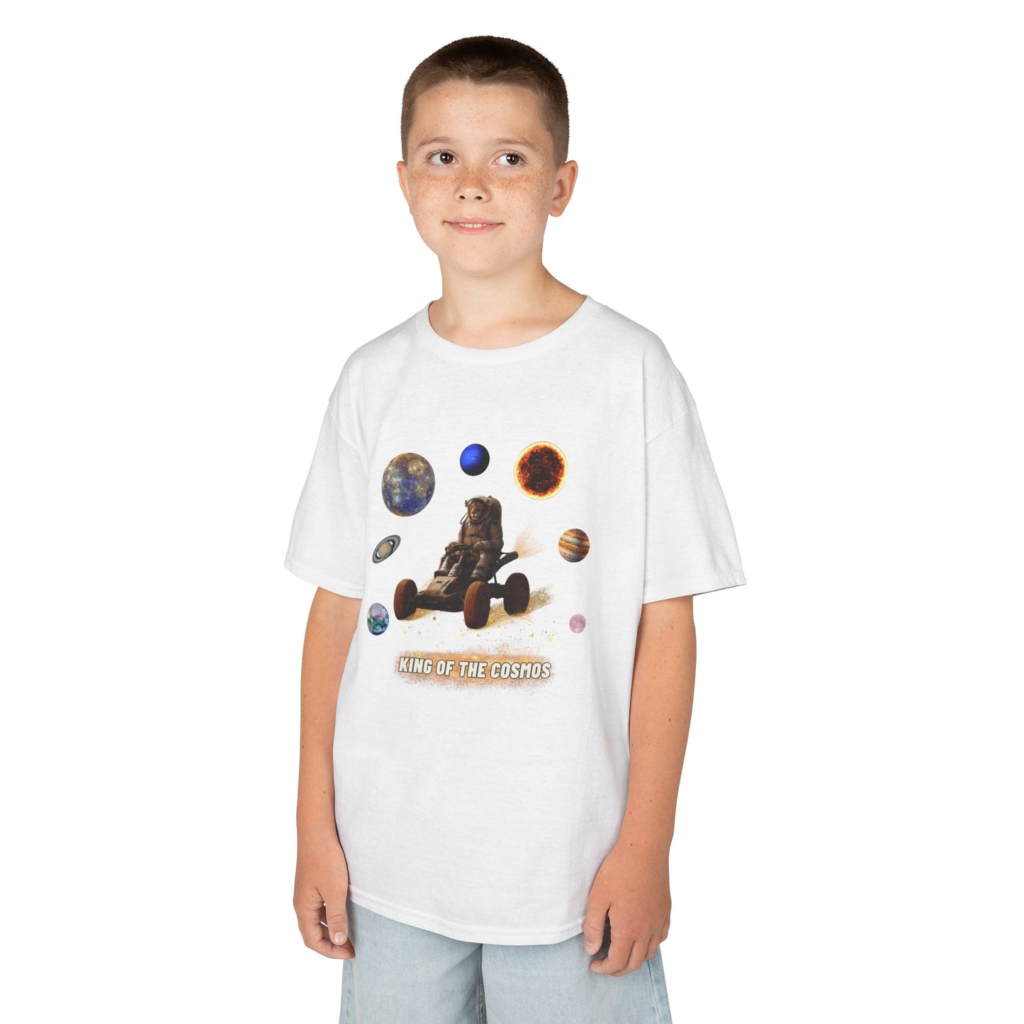 "King of the Cosmos" Racer Tee - Fun Kids T-Shirt, Cute Animal Tee, Gift for Children, Birthday Gift, Playtime Fashion