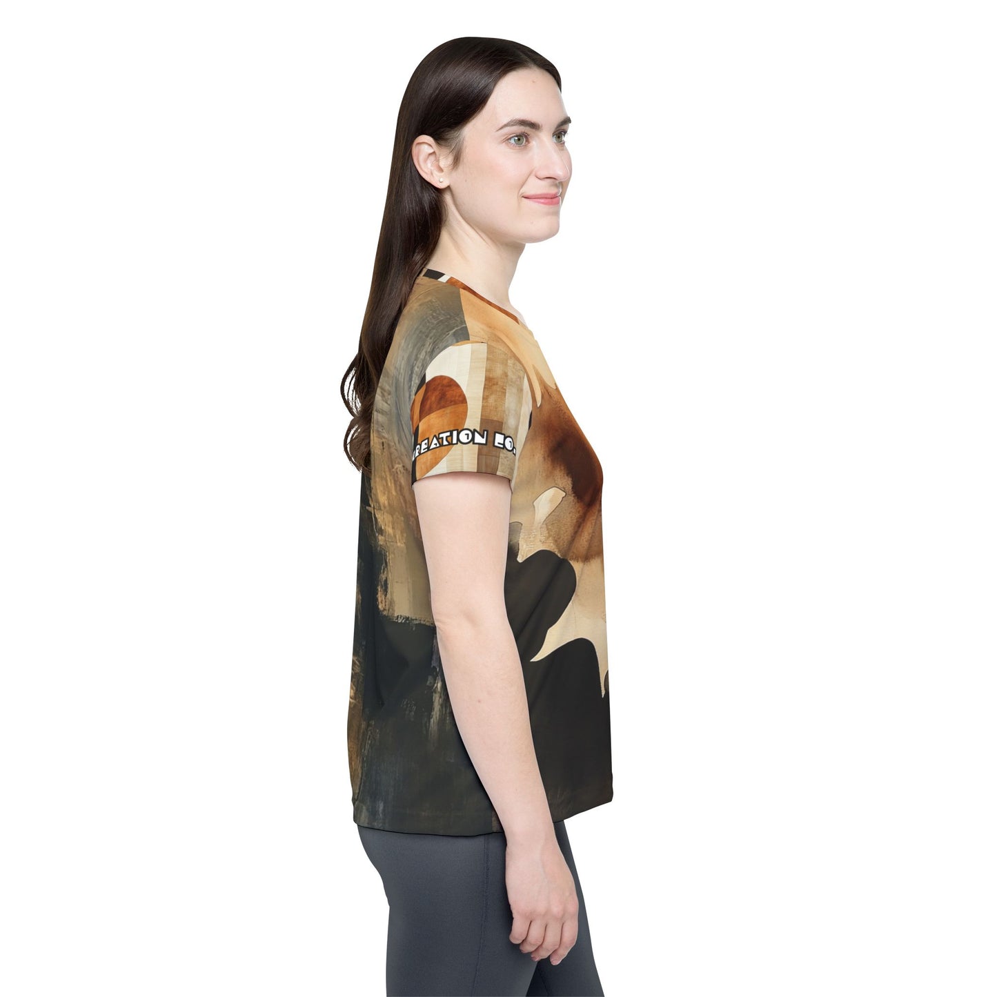 Very Mindful - Stylish Women's Sports Jersey - Geometric Print in Earthy Tones
