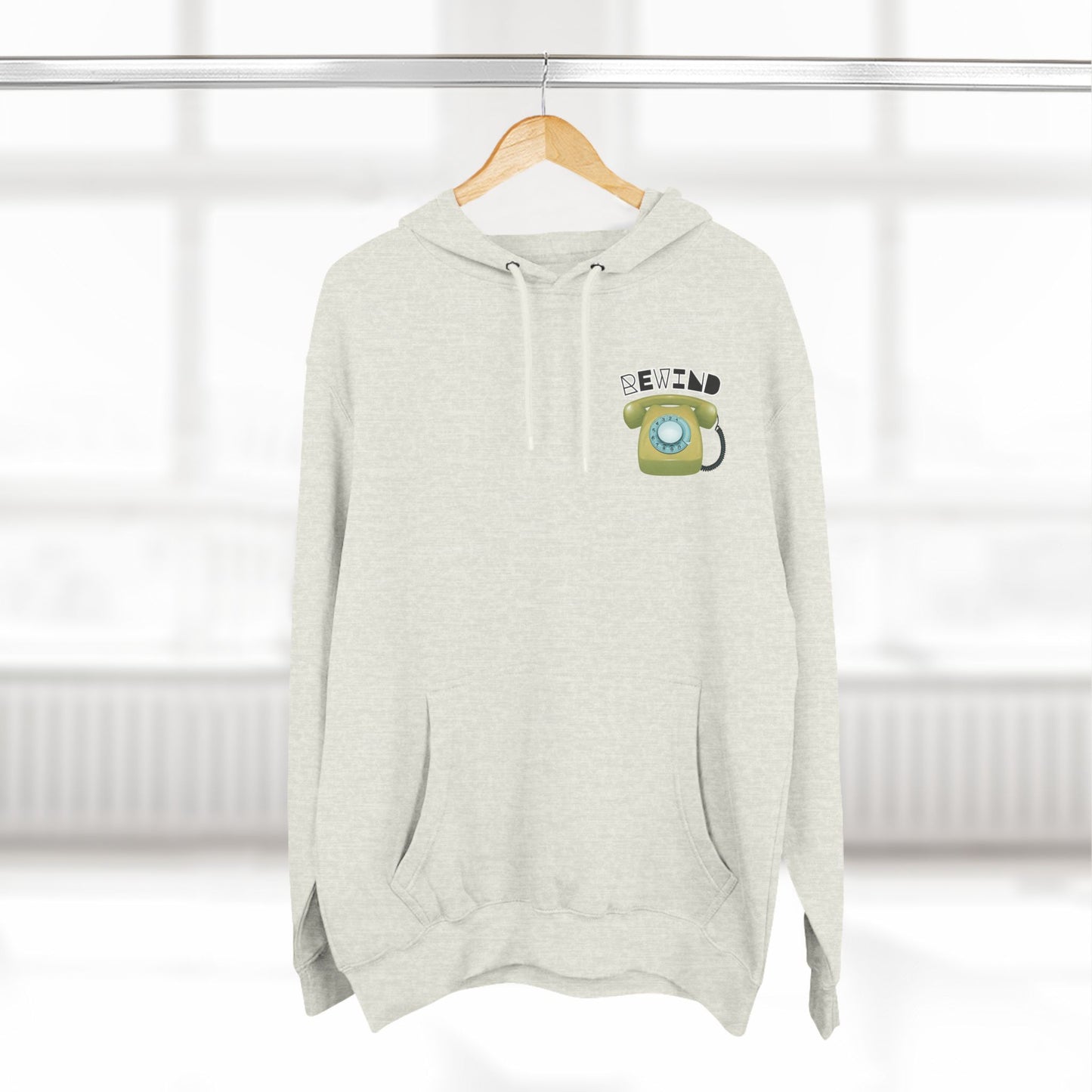 "Rewind" Retro Fleece Hoodie | Vintage Phone & Media Design