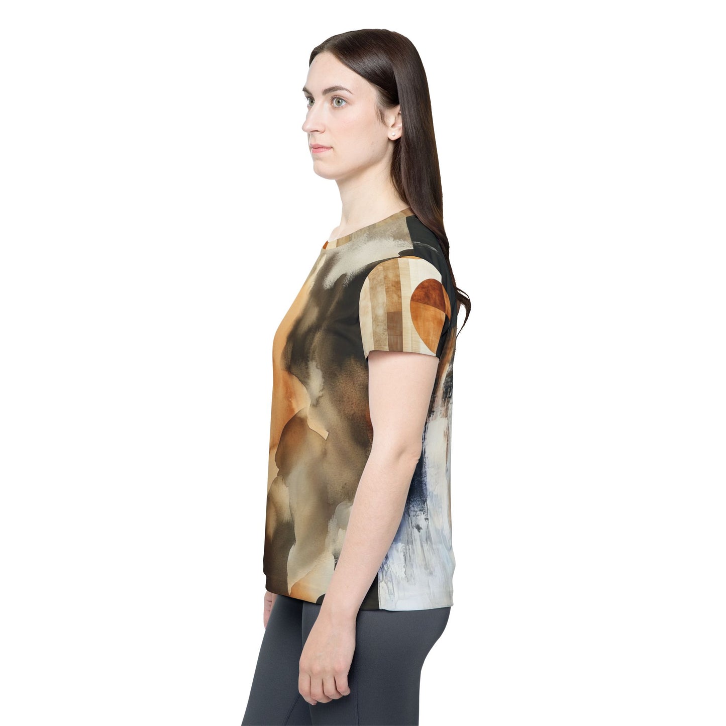 Very Mindful - Stylish Women's Sports Jersey - Geometric Print in Earthy Tones
