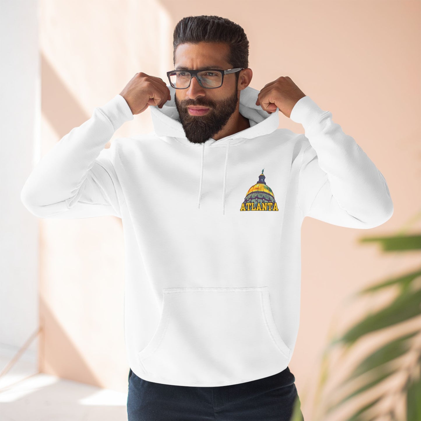 "Atlanta State Capital" Three-Panel Fleece Hoodie - Cozy Souvenir for City Lovers