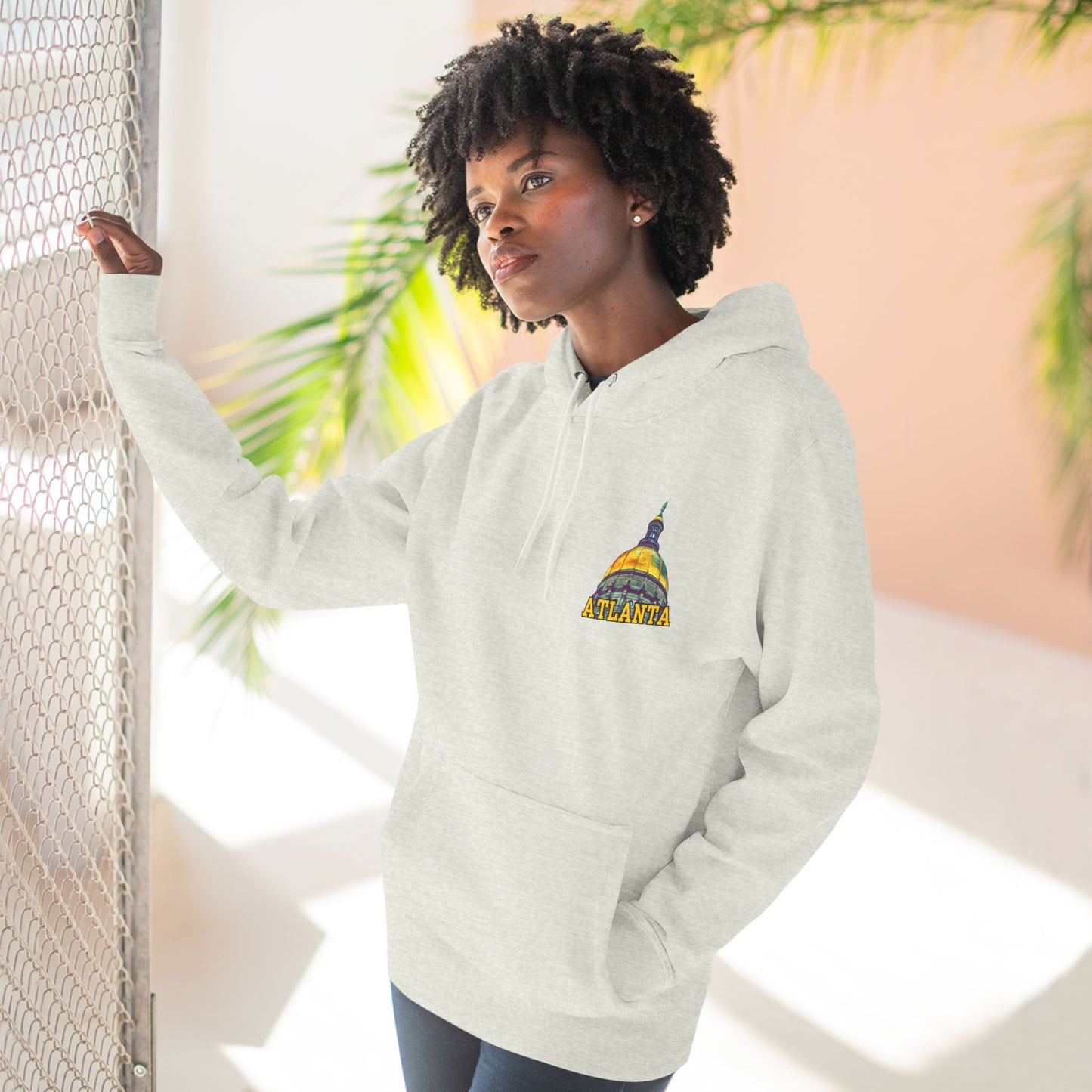 "Atlanta State Capital" Three-Panel Fleece Hoodie - Cozy Souvenir for City Lovers
