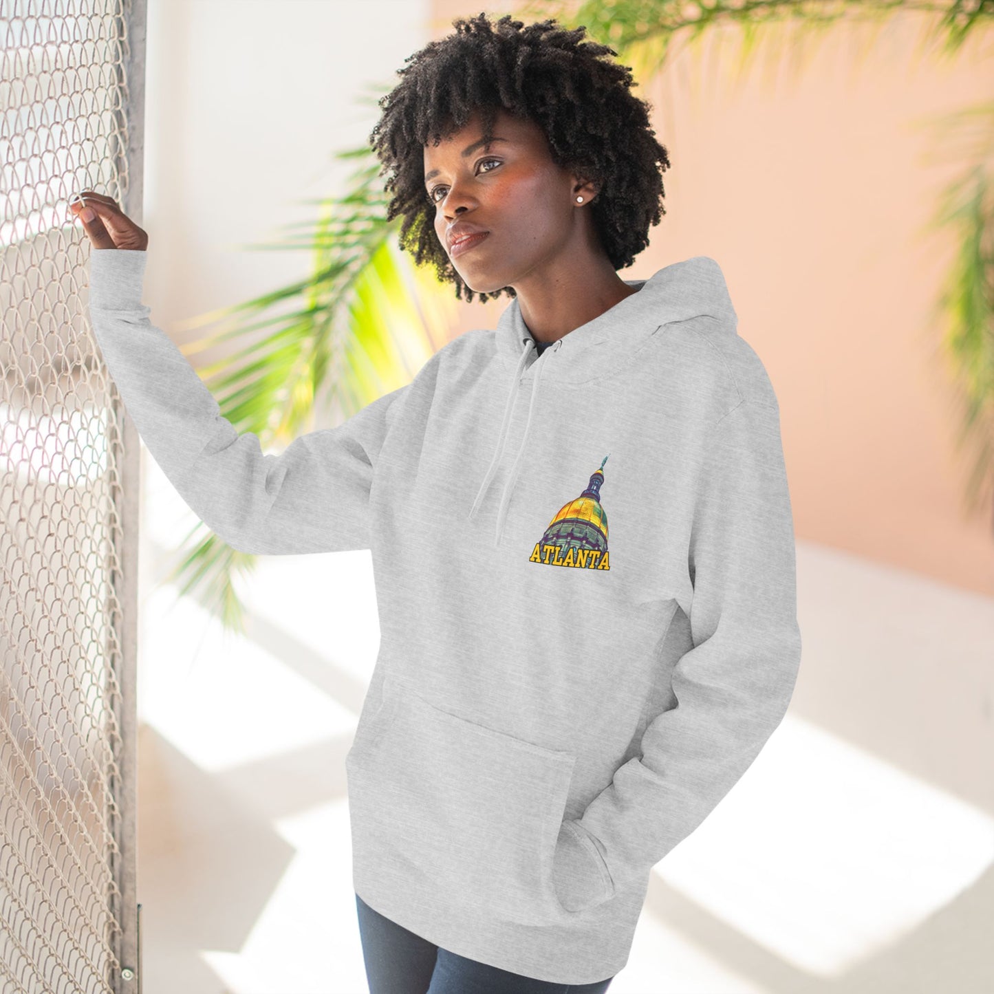 "Atlanta State Capital" Three-Panel Fleece Hoodie - Cozy Souvenir for City Lovers