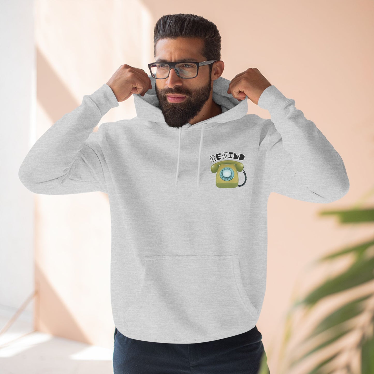 "Rewind" Retro Fleece Hoodie | Vintage Phone & Media Design