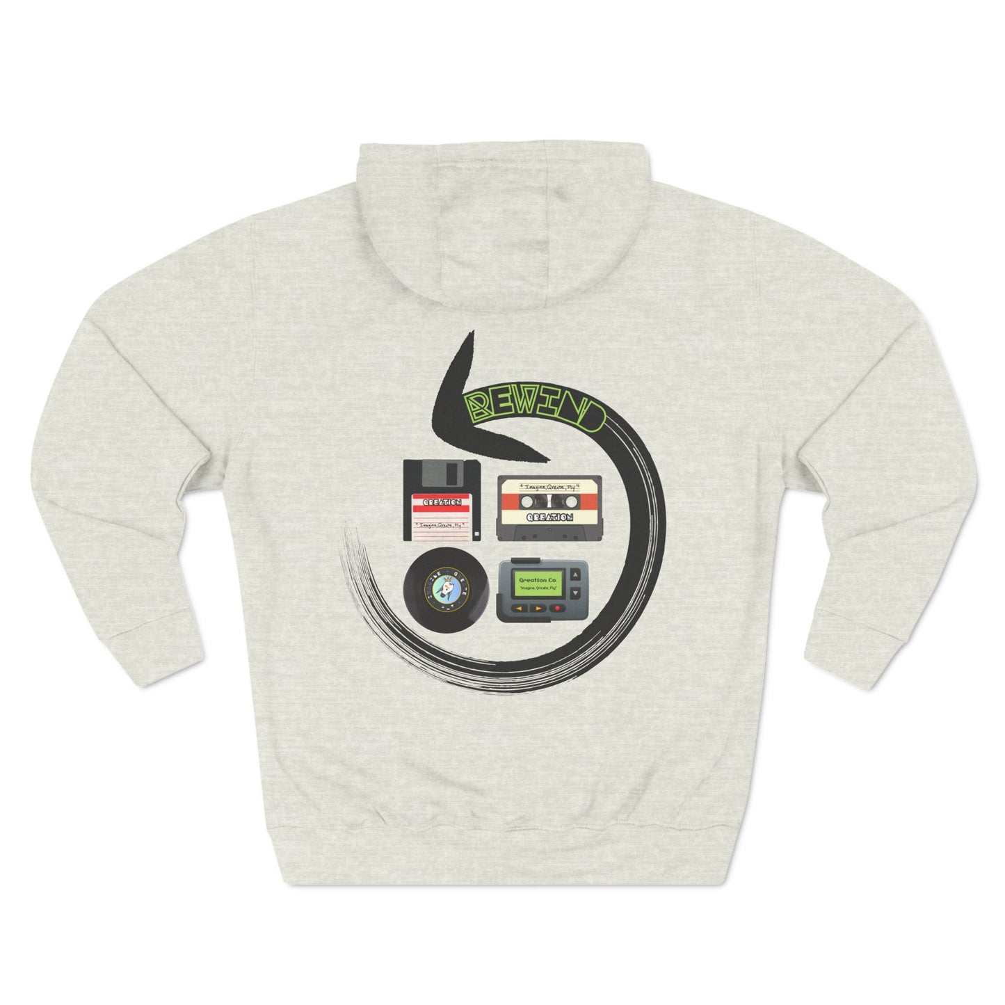"Rewind" Retro Fleece Hoodie | Vintage Phone & Media Design
