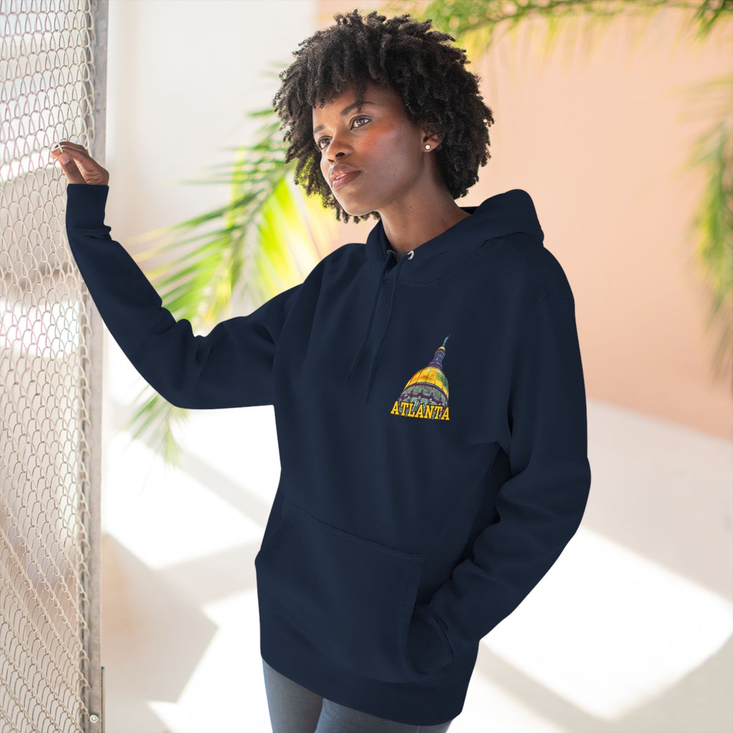 "Atlanta State Capital" Three-Panel Fleece Hoodie - Cozy Souvenir for City Lovers