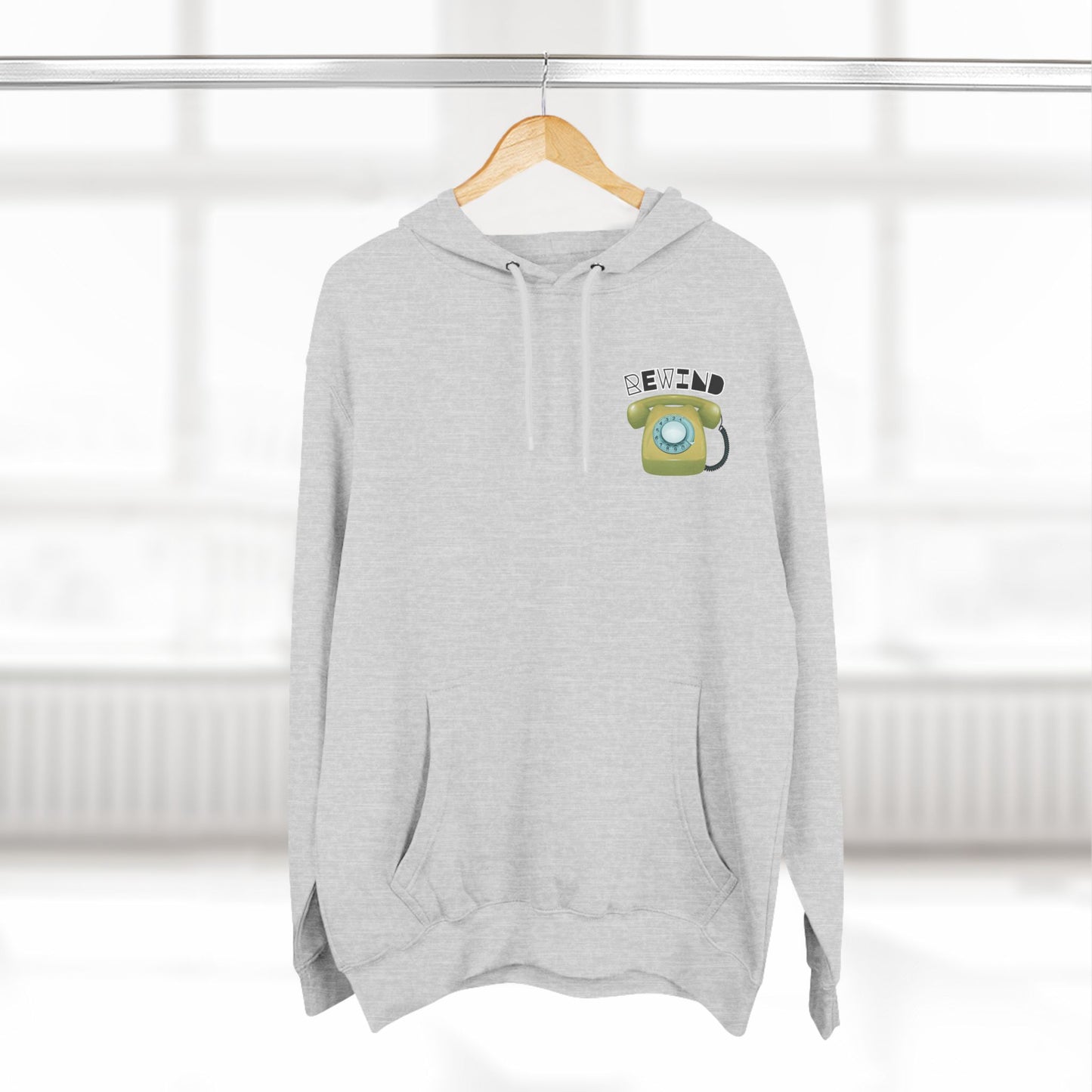 "Rewind" Retro Fleece Hoodie | Vintage Phone & Media Design