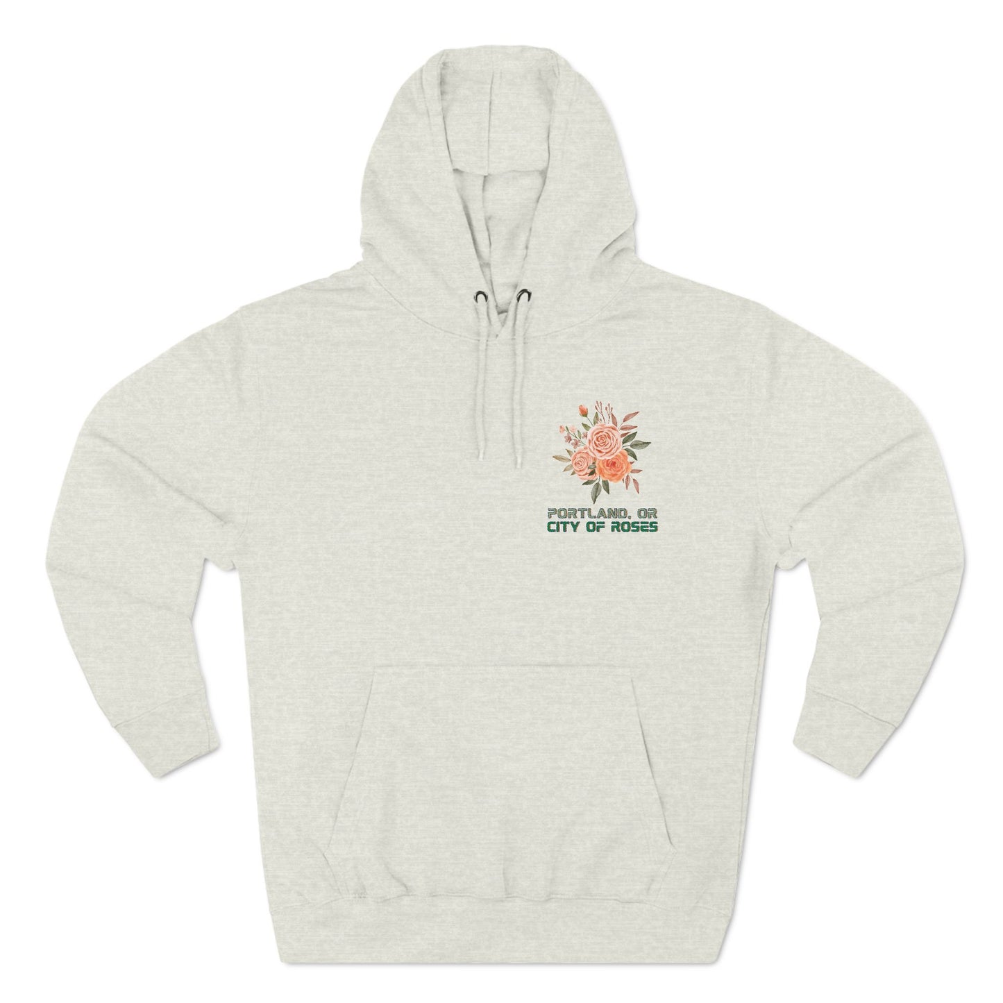 "Portland City of Roses" Fleece Hoodie - Cozy Flower Graphic Pullover Hoodie