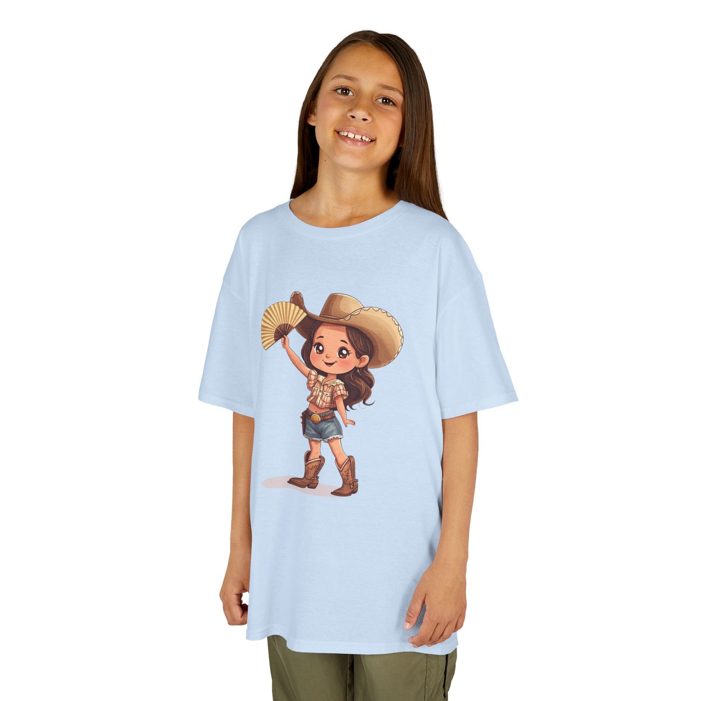 "Throwing Fans" Cowgirl Kids Tee - Western Shirt for Children, Cartoon Graphic Tee, Kids Party Shirt, Birthday Gift, Summer Outfit
