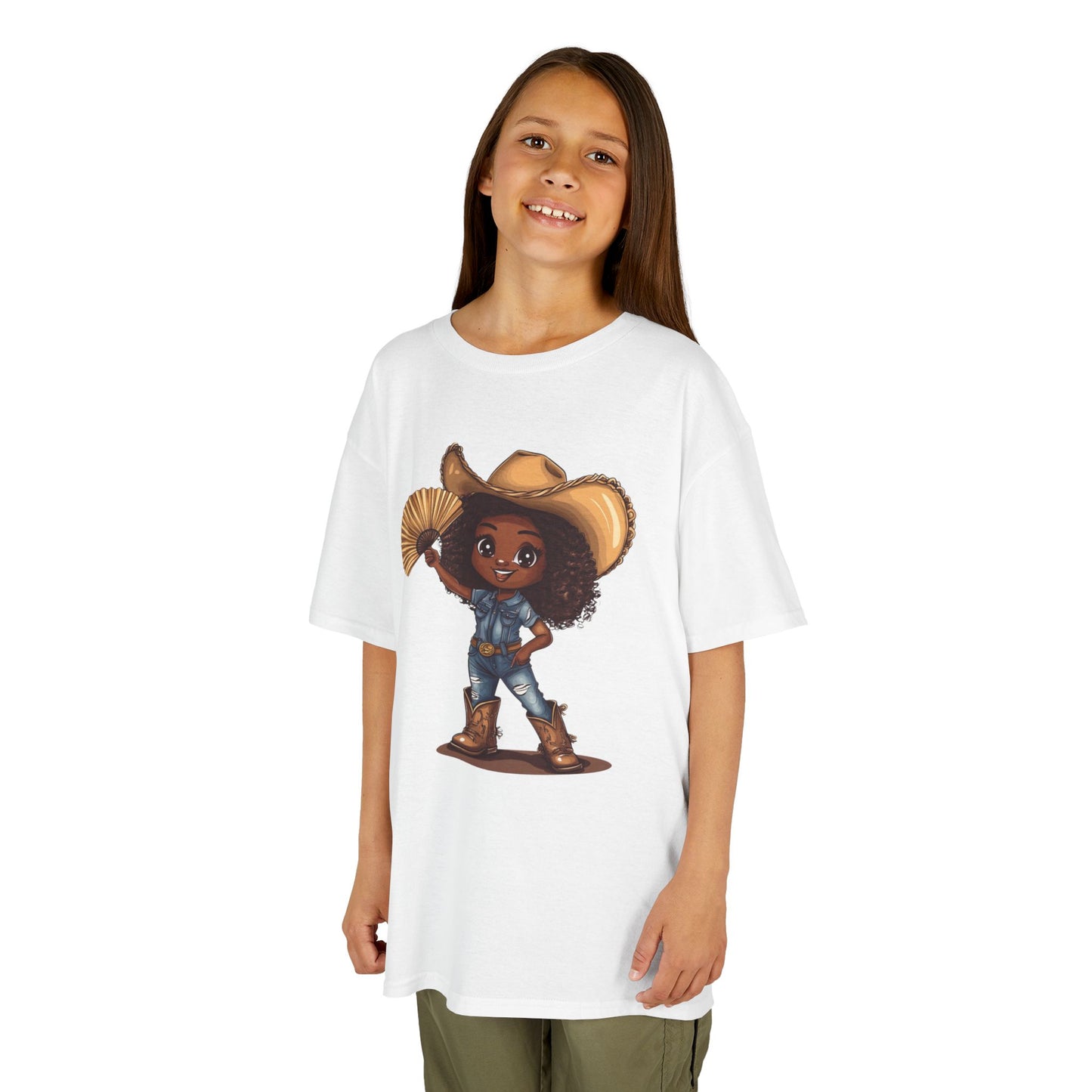 "Throwing Fans" Cowgirl Kids Tee - Western Shirt for Children, Cartoon Graphic Tee, Kids Party Shirt, Birthday Gift, Summer Outfit