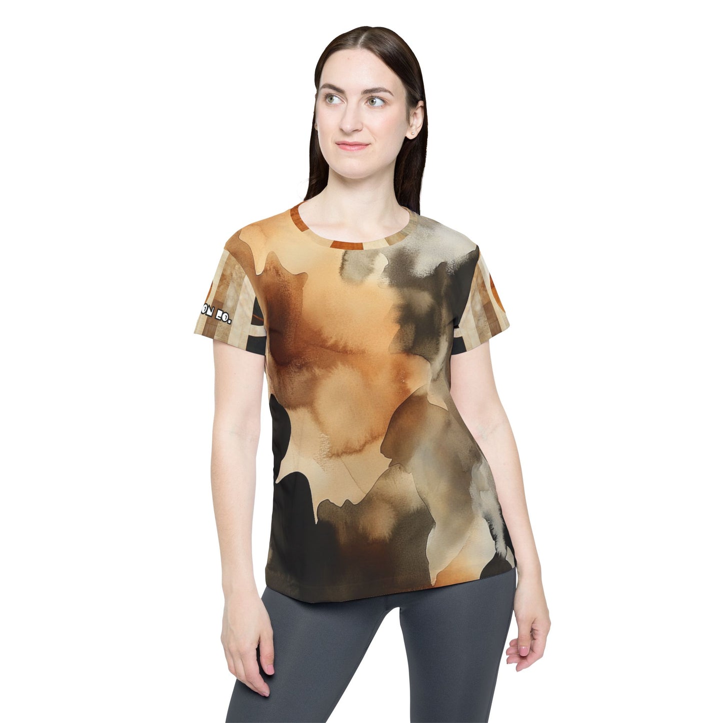 Very Mindful - Stylish Women's Sports Jersey - Geometric Print in Earthy Tones