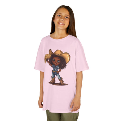 "Throwing Fans" Cowgirl Kids Tee - Western Shirt for Children, Cartoon Graphic Tee, Kids Party Shirt, Birthday Gift, Summer Outfit
