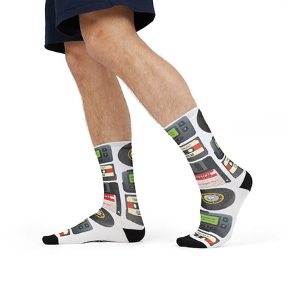 "Rewind Time" Gen X Nostalgia Crew Socks - Fun Gift Idea