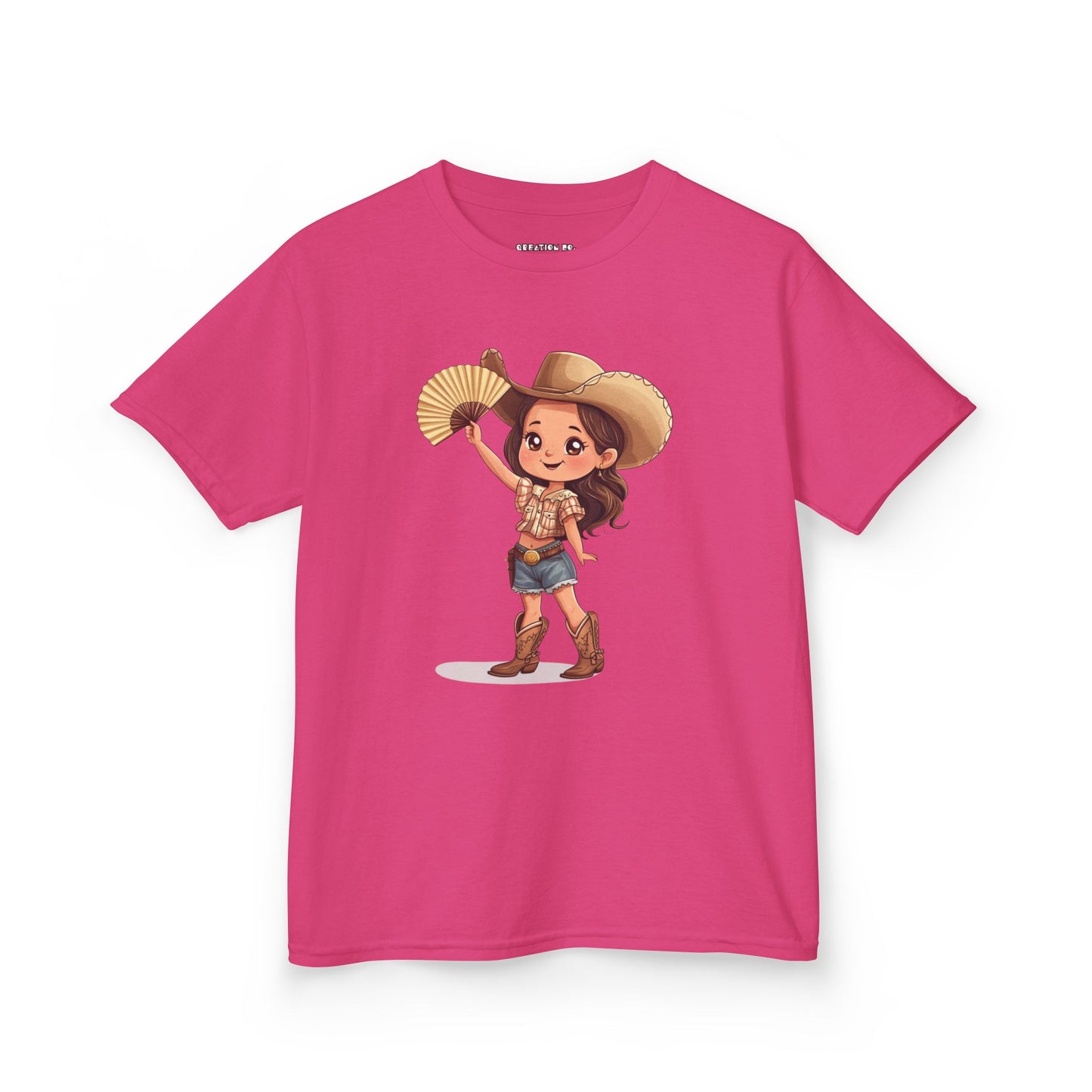 "Throwing Fans" Cowgirl Kids Tee - Western Shirt for Children, Cartoon Graphic Tee, Kids Party Shirt, Birthday Gift, Summer Outfit