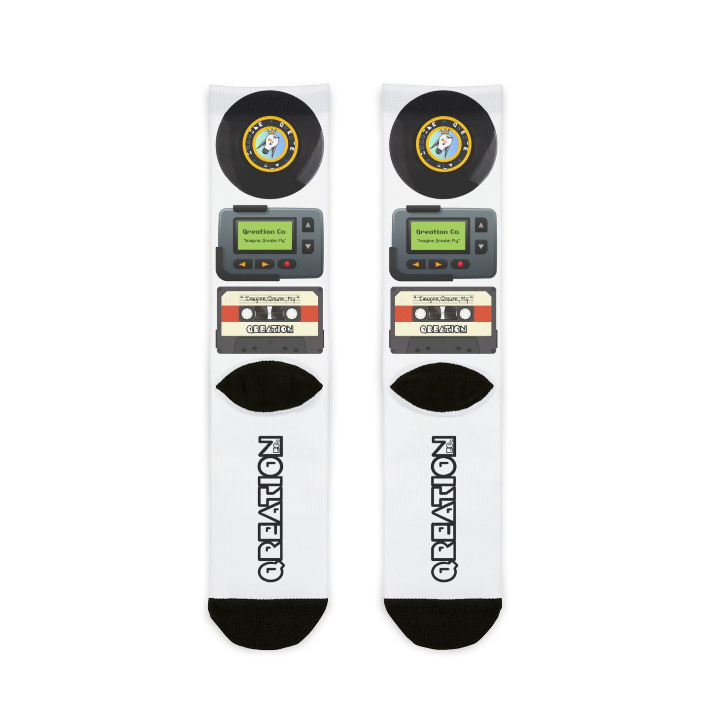 "Rewind Time" Gen X Nostalgia Crew Socks - Fun Gift Idea