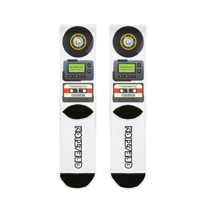 "Rewind Time" Gen X Nostalgia Crew Socks - Fun Gift Idea
