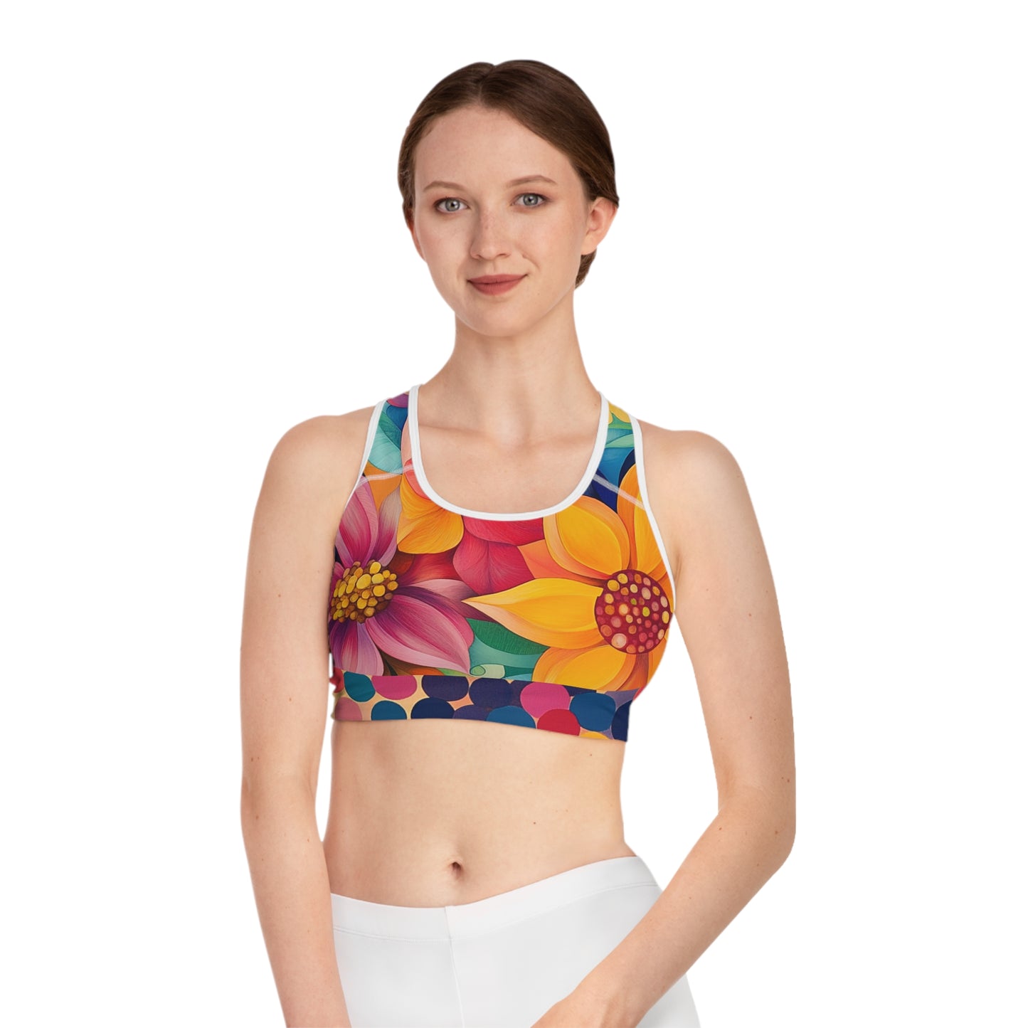 Summer - Floral Pattern Sports Bra - Vibrant Workout Top for Active Women