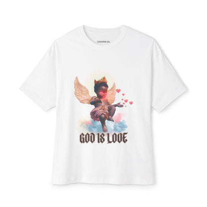 "God is Love" Angel Design - Unisex Oversized Boxy Tee
