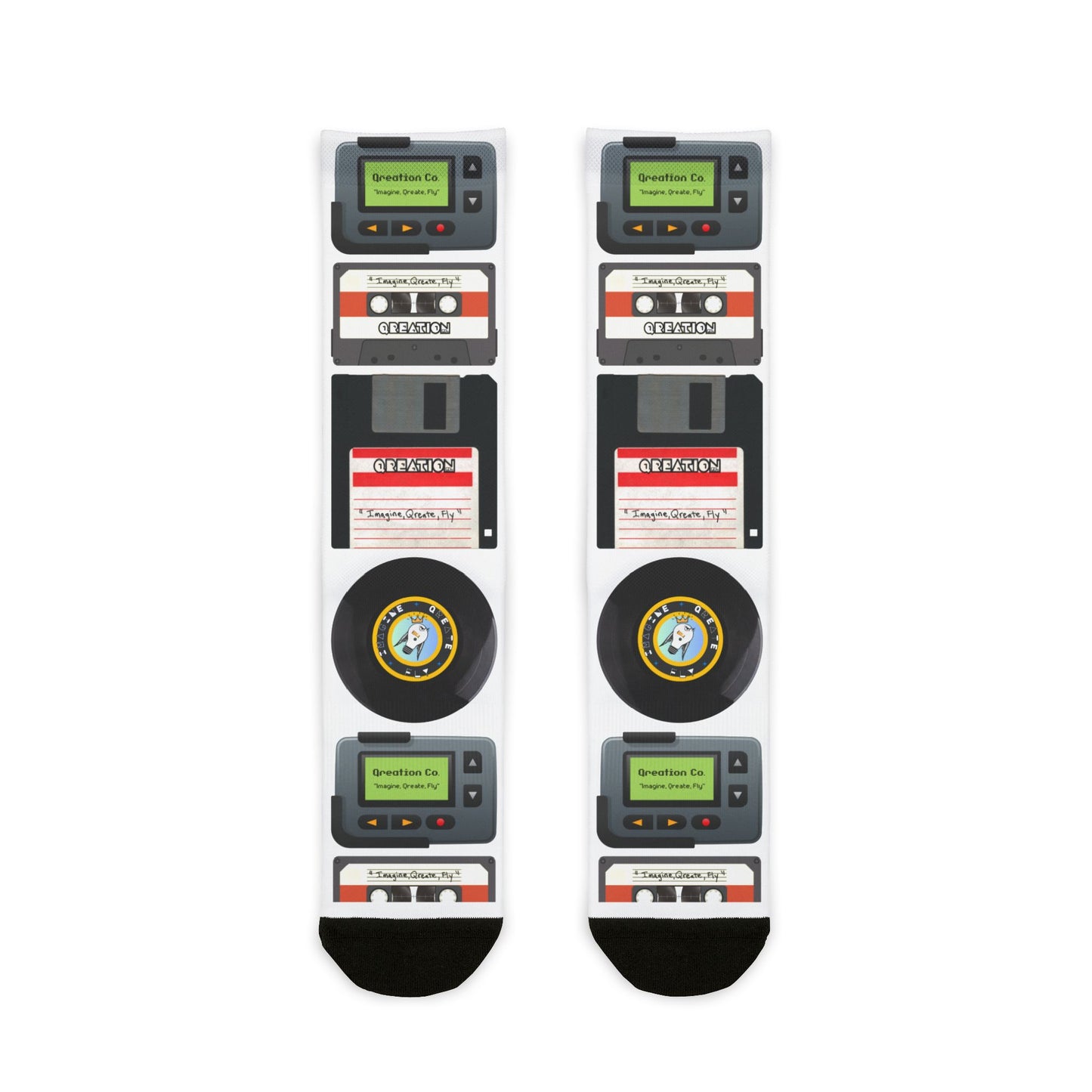 "Rewind Time" Gen X Nostalgia Crew Socks - Fun Gift Idea